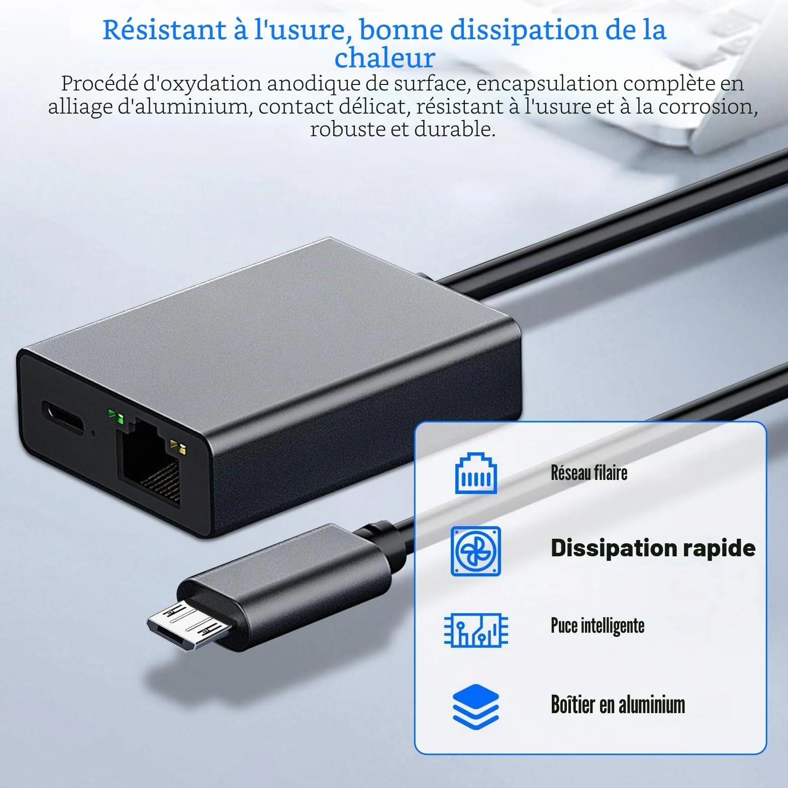 Adaptateur LAN micro USB vers RJ45 Ethernet pour Fire TV Stick 4K 4K Max