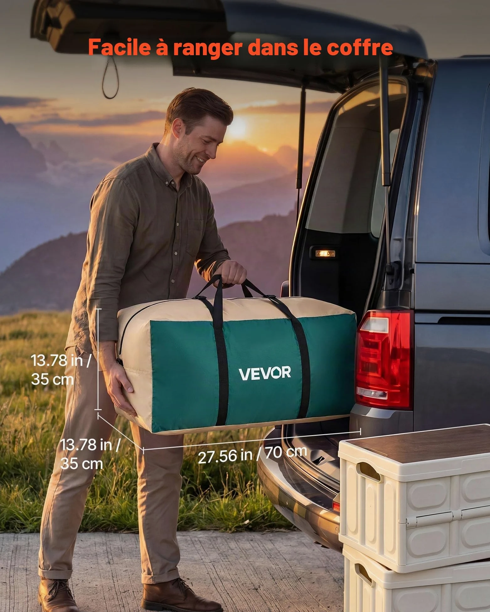 VEVOR Tente Gonflable 6 Personnes Pompe Rechargeable Tente de Camping Vert, pour Randonnée et Pique-niques en Famille, avec Tubes d'air en TPU, 4 Grandes Fenêtres en Maille, Sac de Transport Portable