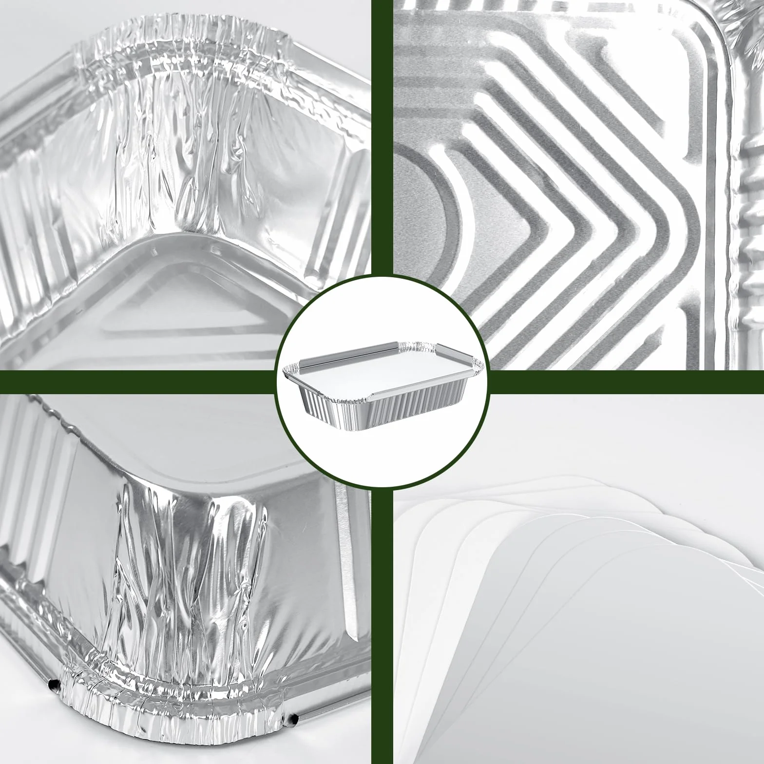 Barquette Aluminium 30 Pièces avec Couvercle 1750ml 700ml 410ml Réutilisables Jetable Barbecue Cuisiner Griller Cuire
