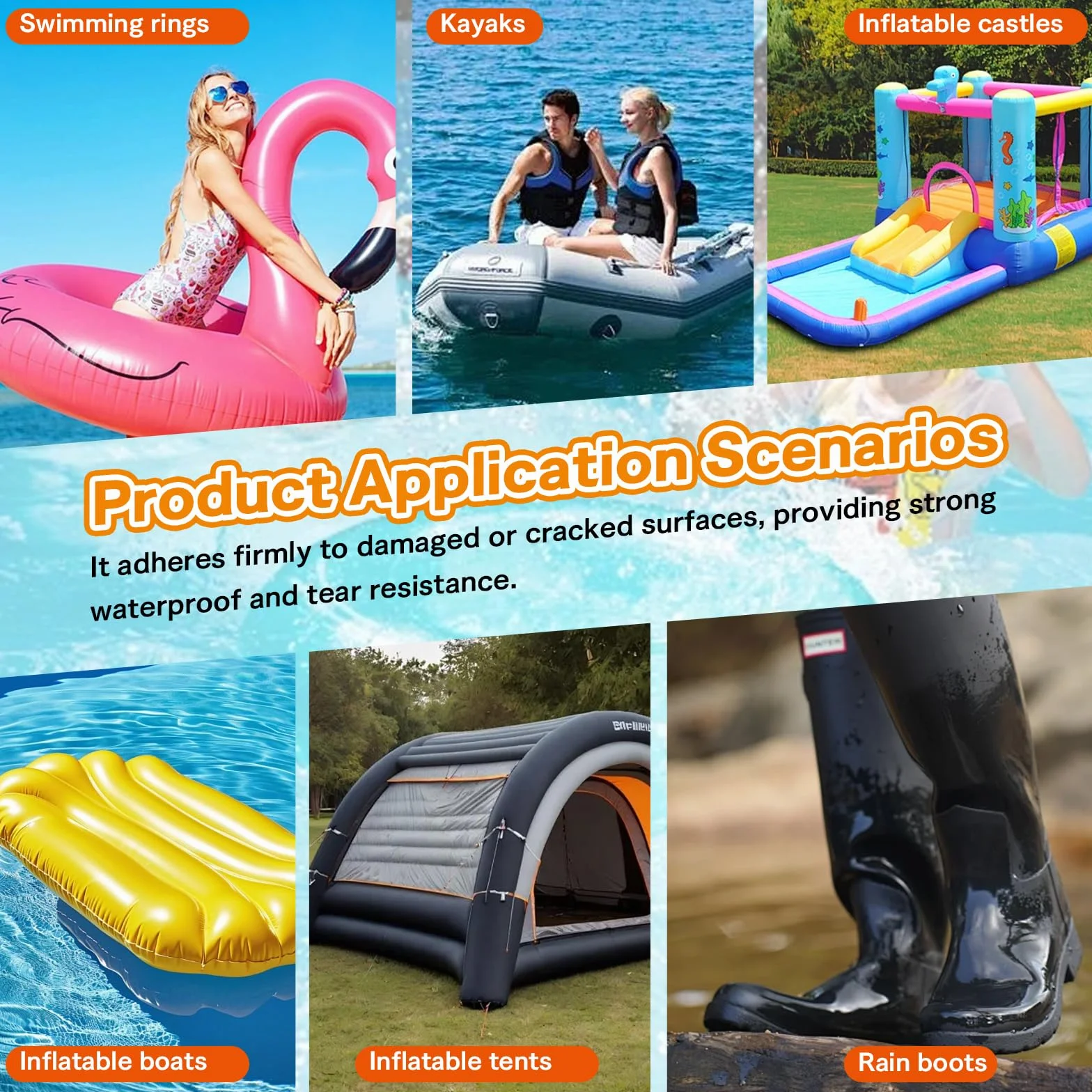 Kit Réparation Piscine 60ml Colle PVC Rustines Transparentes Imperméable