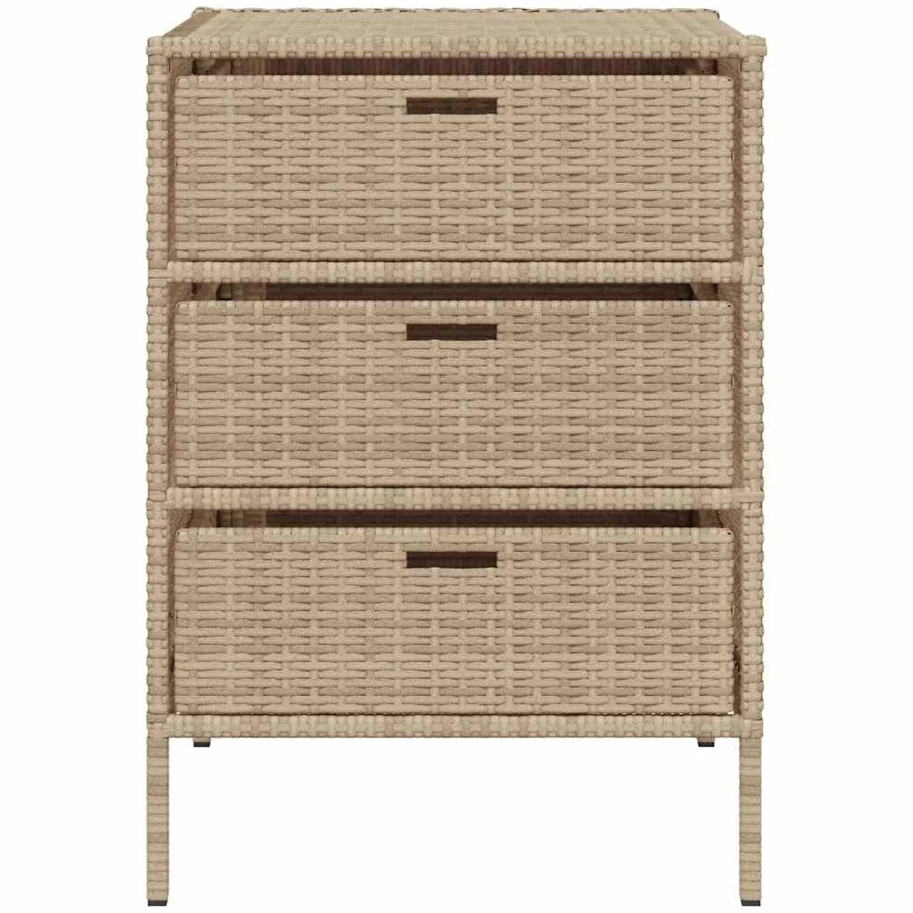vidaXL Armoire de Rangement de Jardin, Résine Tressée Beige avec Tiroirs