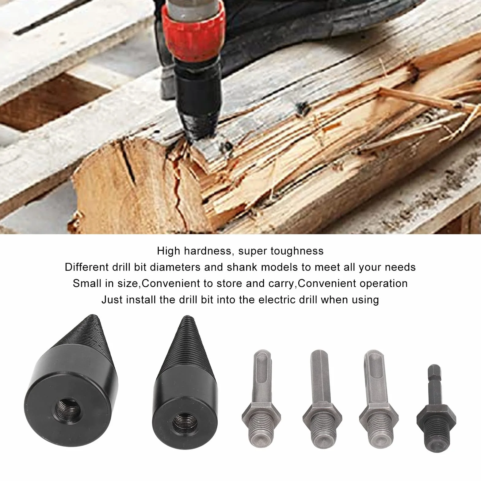 Cônes de Fendeur de Bois 32mm 42mm, 6 Pièces Forets Amovibles pour Perceuse