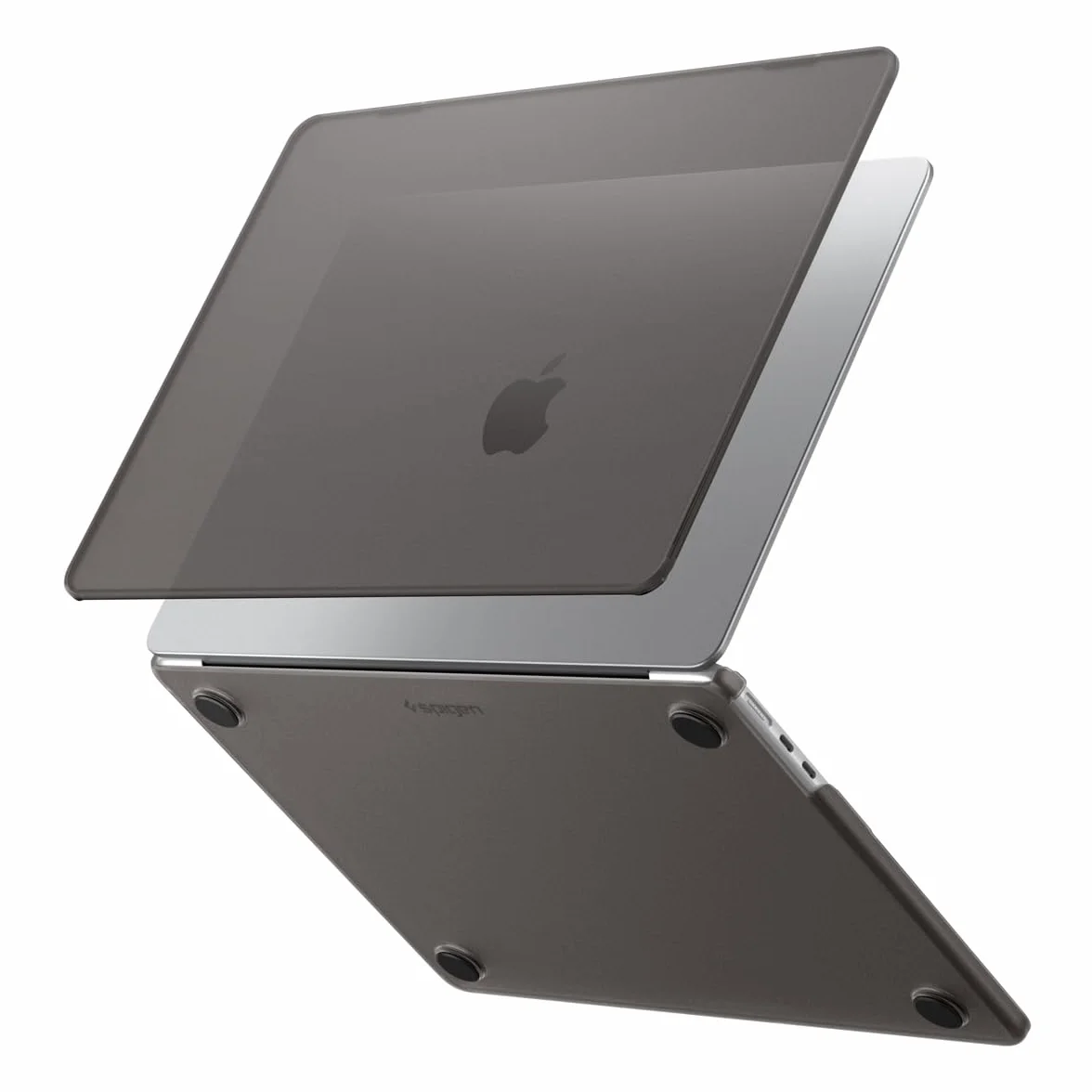 Spigen Air Skin Coque Rigide Transparent Compatible MacBook Air 13 M5 M4 M3 M2 2026-2022 Noir Givré