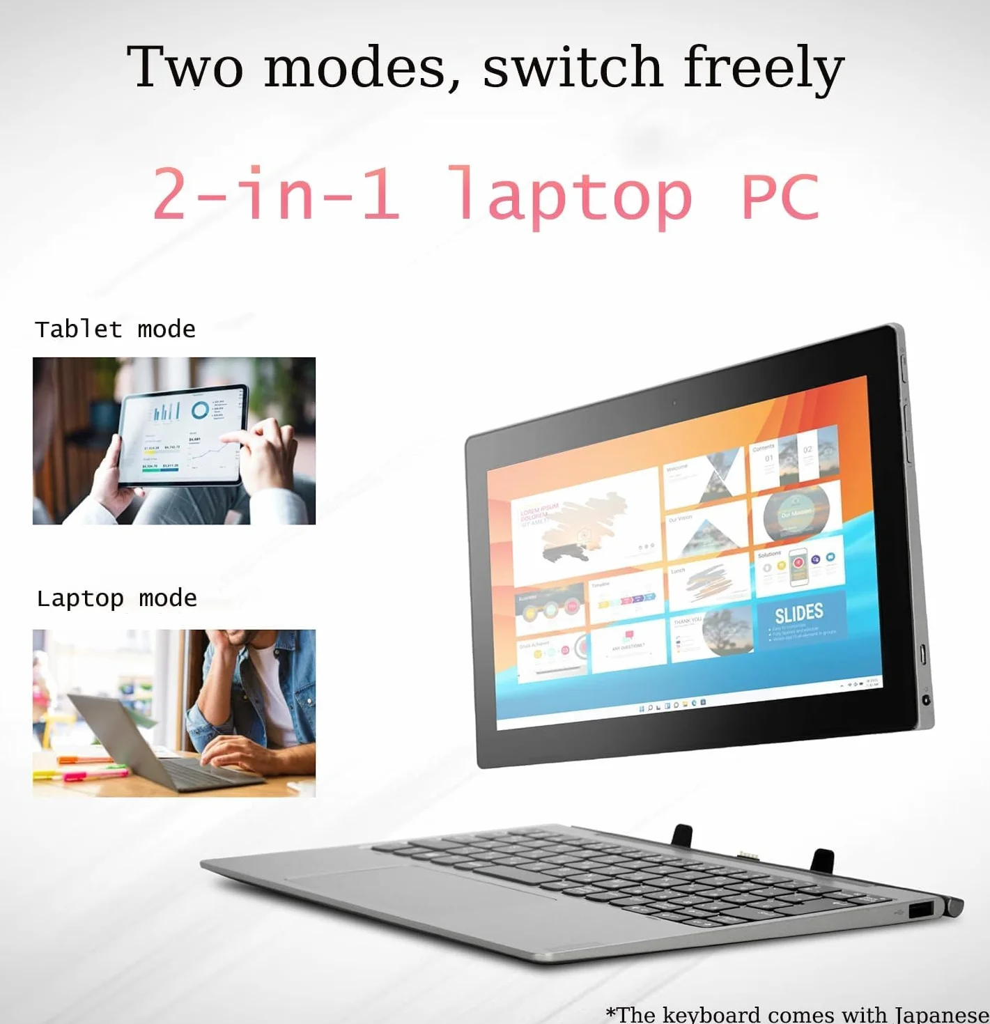 Lenovo IdeaPad D330-10IGM Portable 2 en 1 Écran Tactile Clavier Intel Celeron N4000 64 Go SSD 4 Go RAM 10,1" Windows 11 Pro Rénové