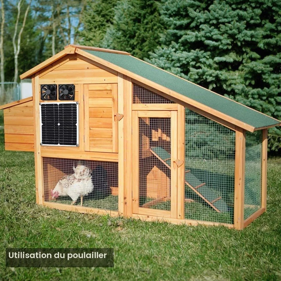Kit de ventilateur à panneau solaire 12 W résistant aux intempéries CC pour poulailler serre abri jardin