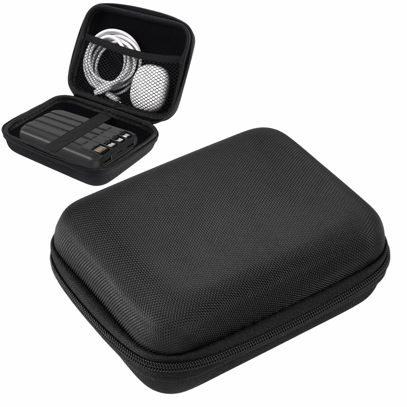 Rigid Tech Pouch Étui Rigide Imperméable pour Câble USB Chargeur 16x12x6 cm Noir