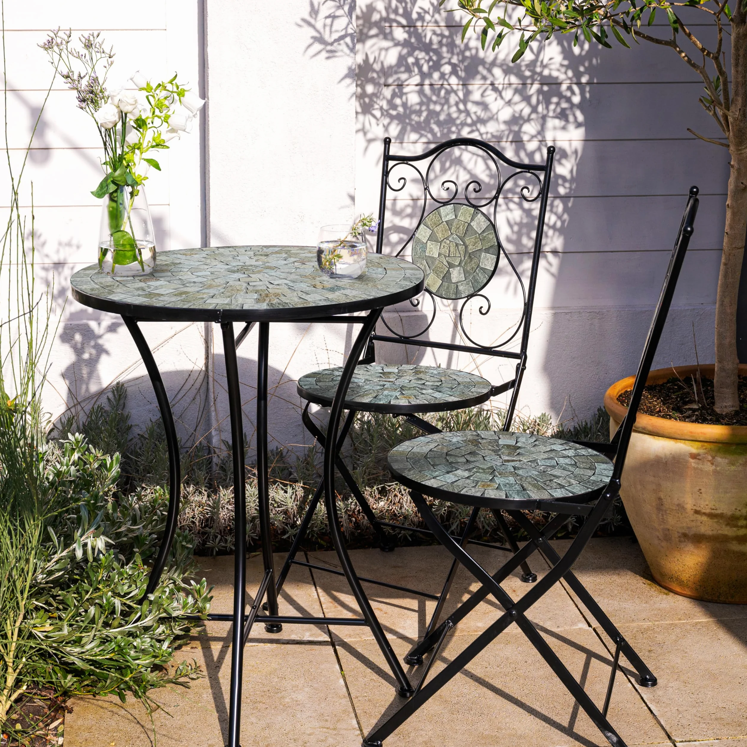 AXI Amélie Ensemble Bistro Extérieur Beige Sable Table et 2 Chaises Jardin