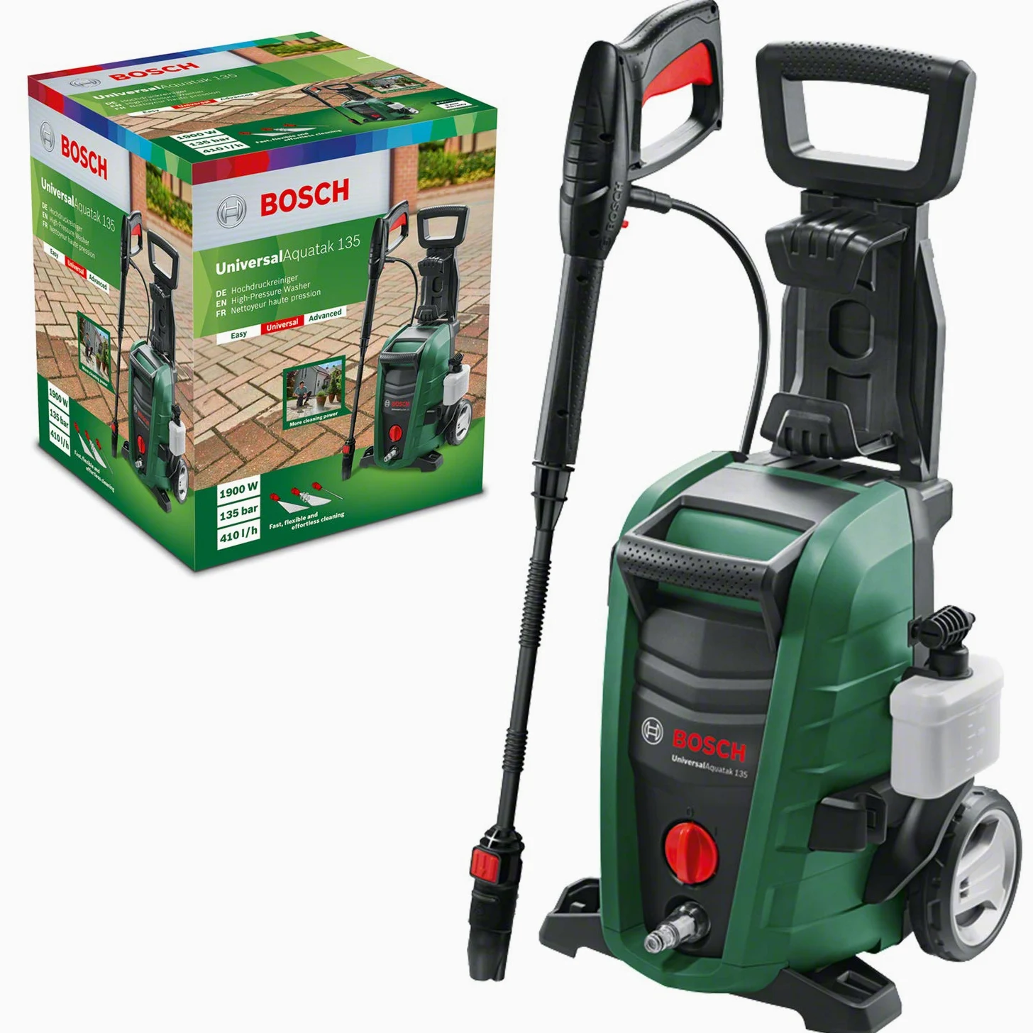 Nettoyeur Haute Pression Bosch - UniversalAquatak 135 (1900W, 135 Bars) & F016800359 Brosse de Lavage, Vert