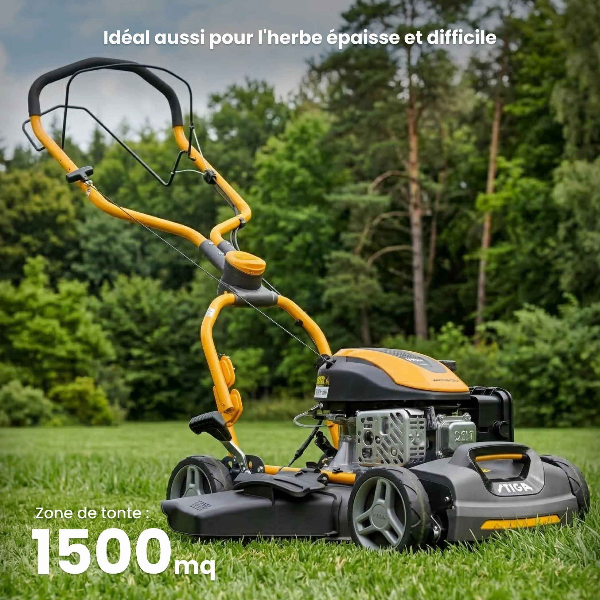 STIGA Multiclip 747 SD Tondeuse Thermique, 139 CC, 45 cm – Mulching Intégré, Guidon Fulcrum – Pelouses, Gris