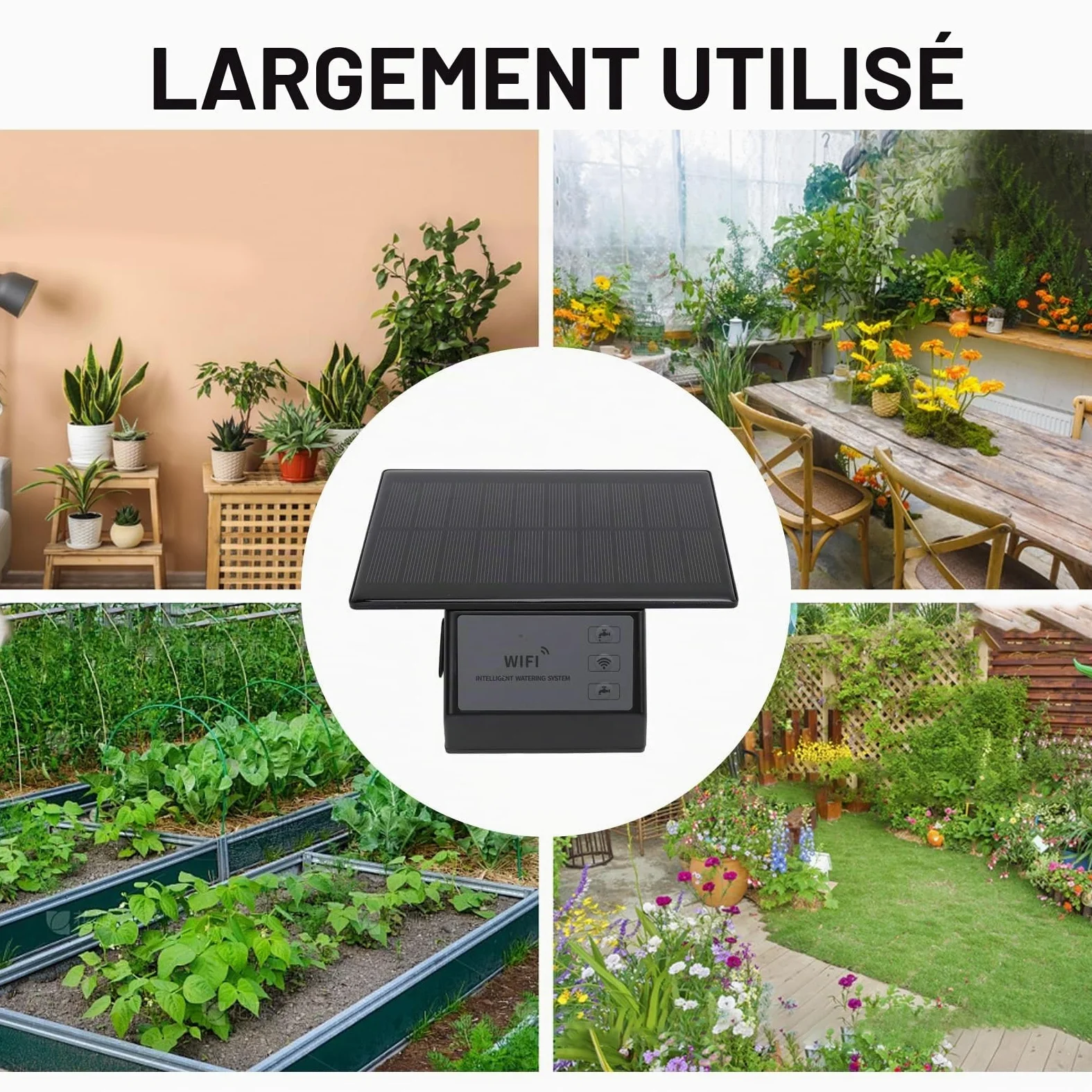 Greensen Kit d'Irrigation à Goutte Solaire avec Batterie 2000mAh, Contrôle WiFi, Système d'Arrosage Automatique pour Balcons, Jardins, Patios