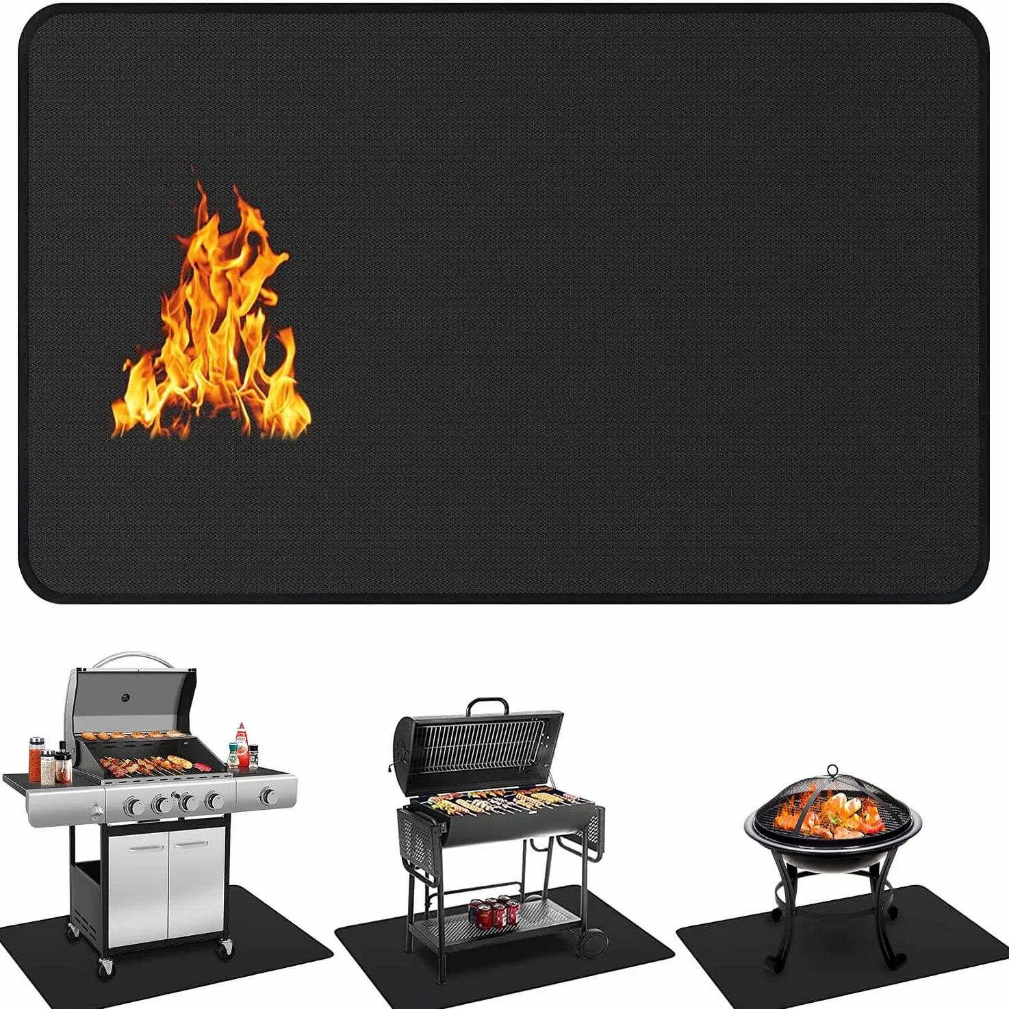 Tapis Ignifuge pour Barbecue 152 x 101 cm Résistant à la Chaleur | getalong · résiste jusqu'à 800 °F · déperlant huile & eau · réutilisable · 152 x 101 cm