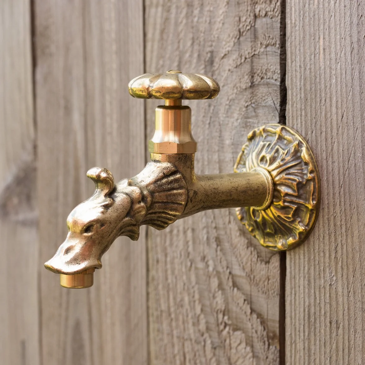 Robinet fontaine murale laiton vieilli 1/2" Gargouille