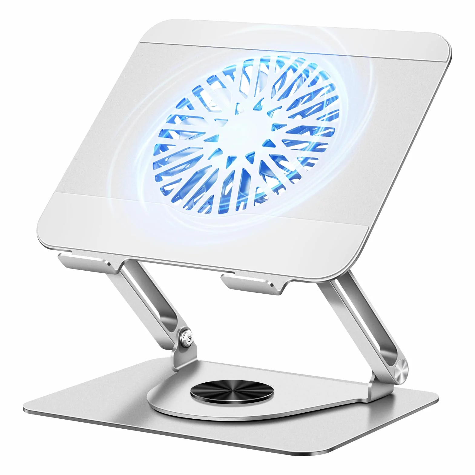 ICARE Support Ordinateur Portable avec Ventilateur Magnétique Rotation 360° Capacité 10 KG 18dB Argent