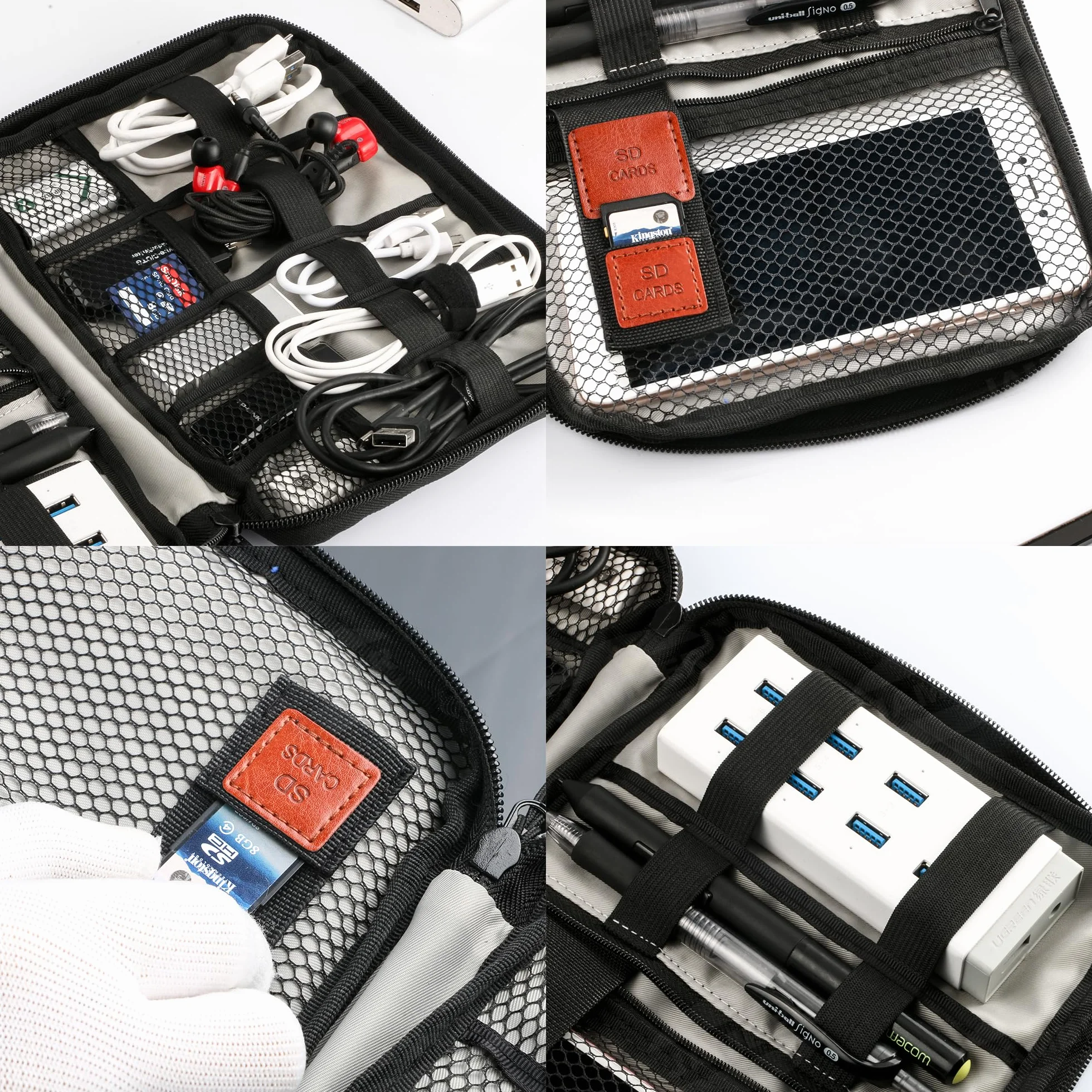 JamBer Sac de Voyage Universel Organiseur de Câble Rangement Cable Électronique Accessoires Sacoche de Transport Noir