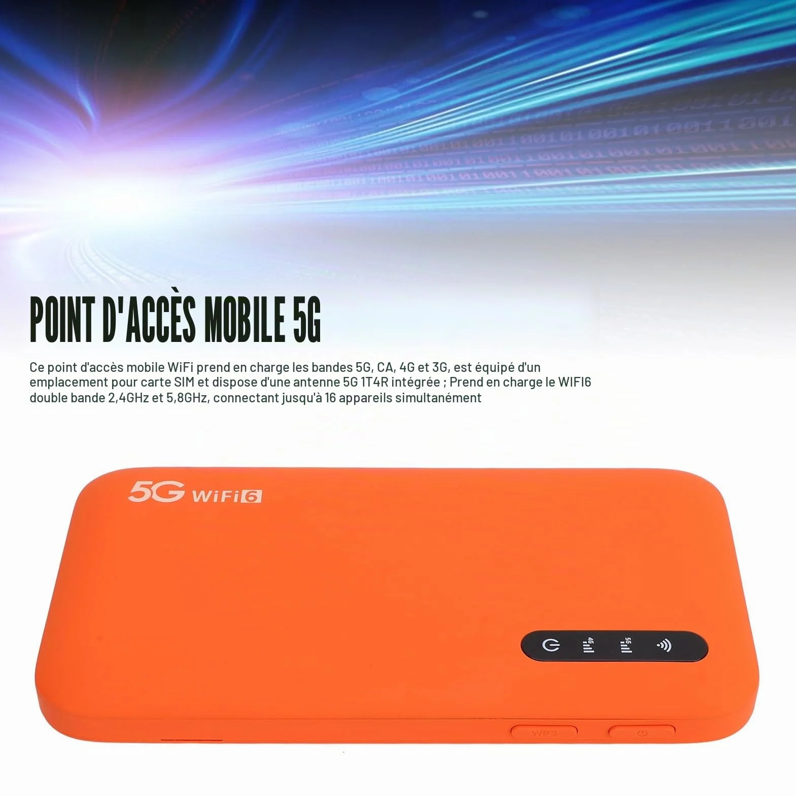 Goshyda Routeur WiFi 5G Portable avec Batterie 6100 mAh, Modem Mobile 5G pour Voyages