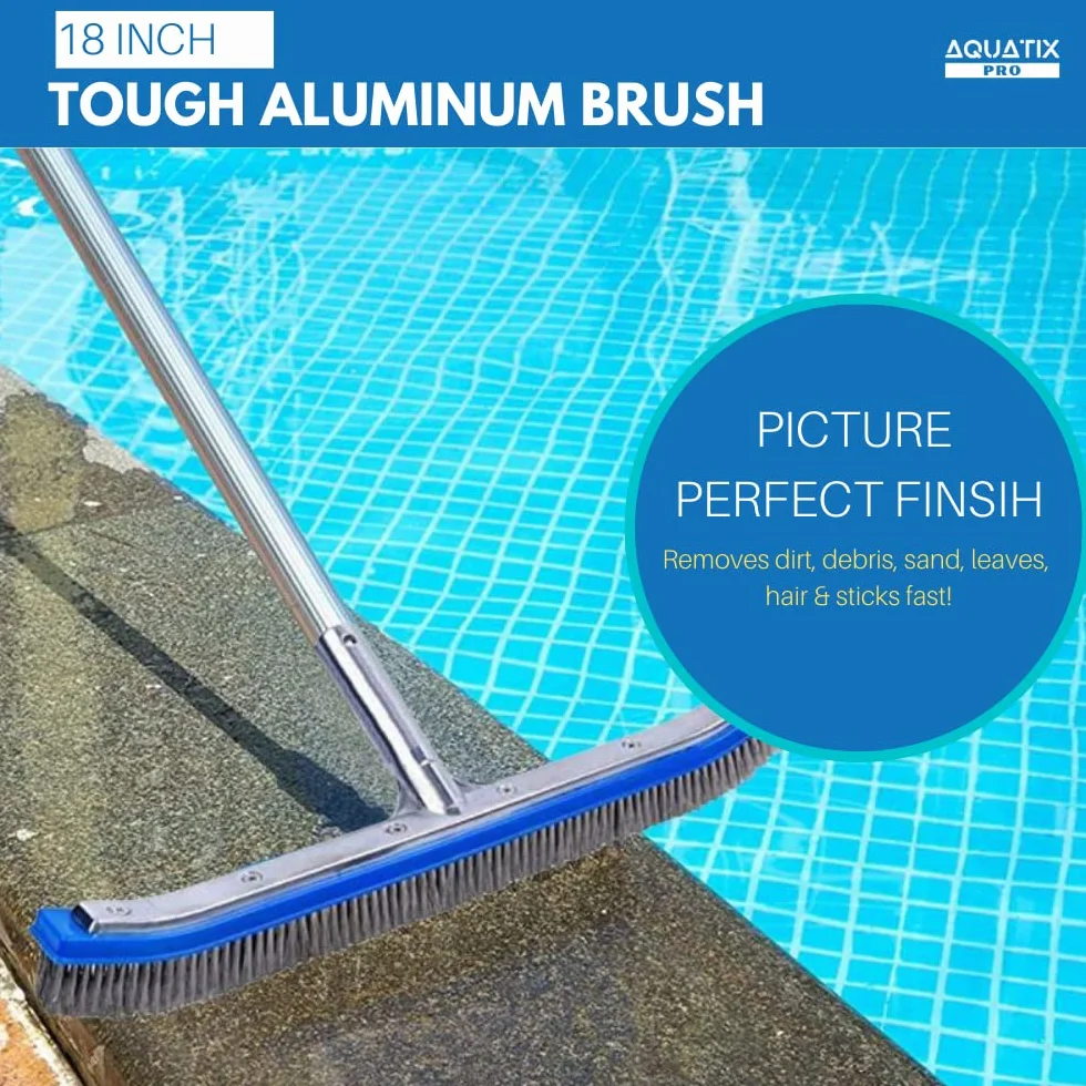 AquatiX Pro Brosse de Piscine 45,7 cm Aluminium Acier Inoxydable EZ Clips