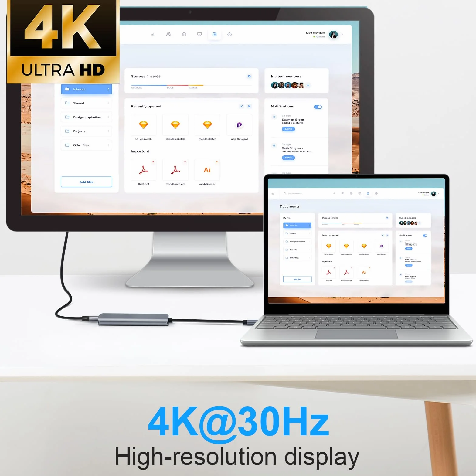 Hub USB-C HDMI 4K PD 100W Charge 5 en 1 Adaptateur Multiport Compatible MacBook Pro/Air iMac iPhone Samsung Galaxy