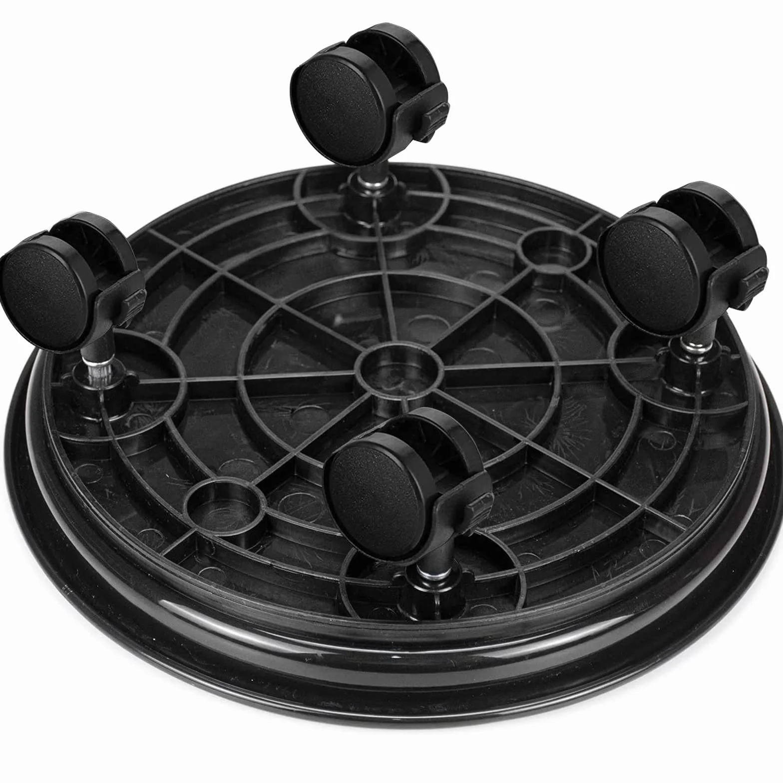 Lot de 3 Supports Ronds pour Pots de Fleurs Chariot avec Roulettes Universelles 30cm Noir