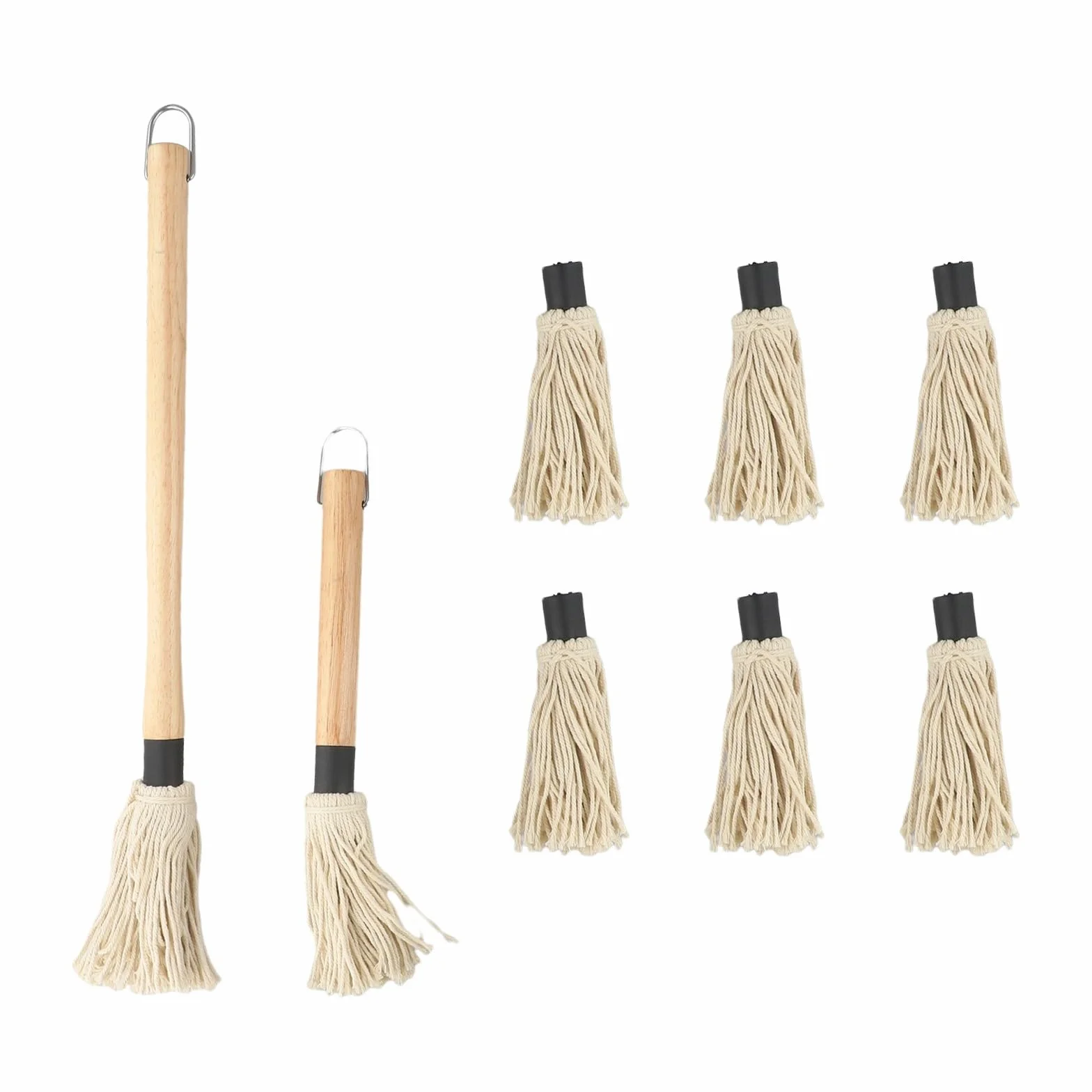 Serpillère à badigeonner avec manche en bois 6 têtes de rechange pour sauce barbecue viande volaille