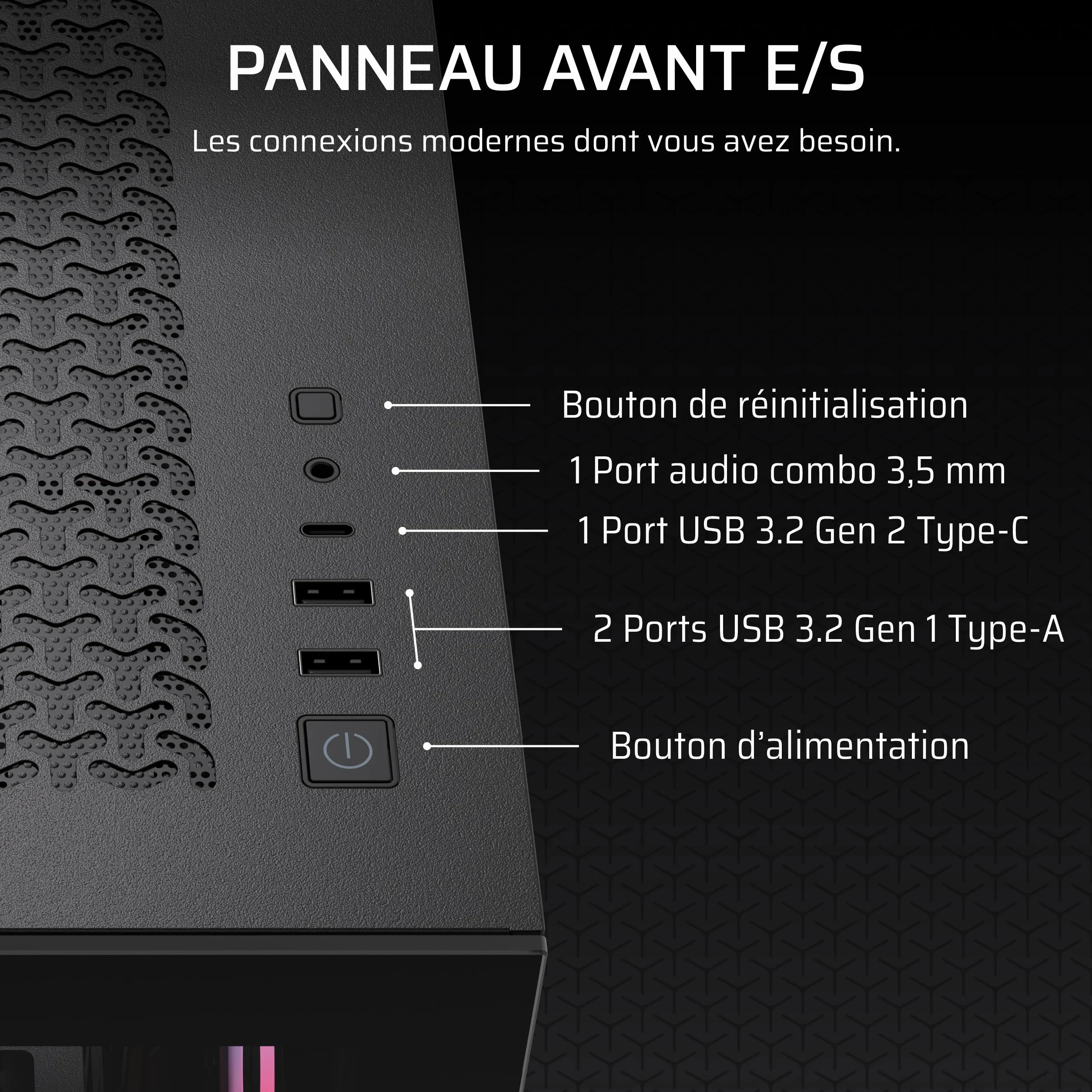 CORSAIR 3500X RS-R ARGB Boîtier PC Mi-Tour Vitre Panoramique 3 Ventilateurs RS120-R ARGB Noir