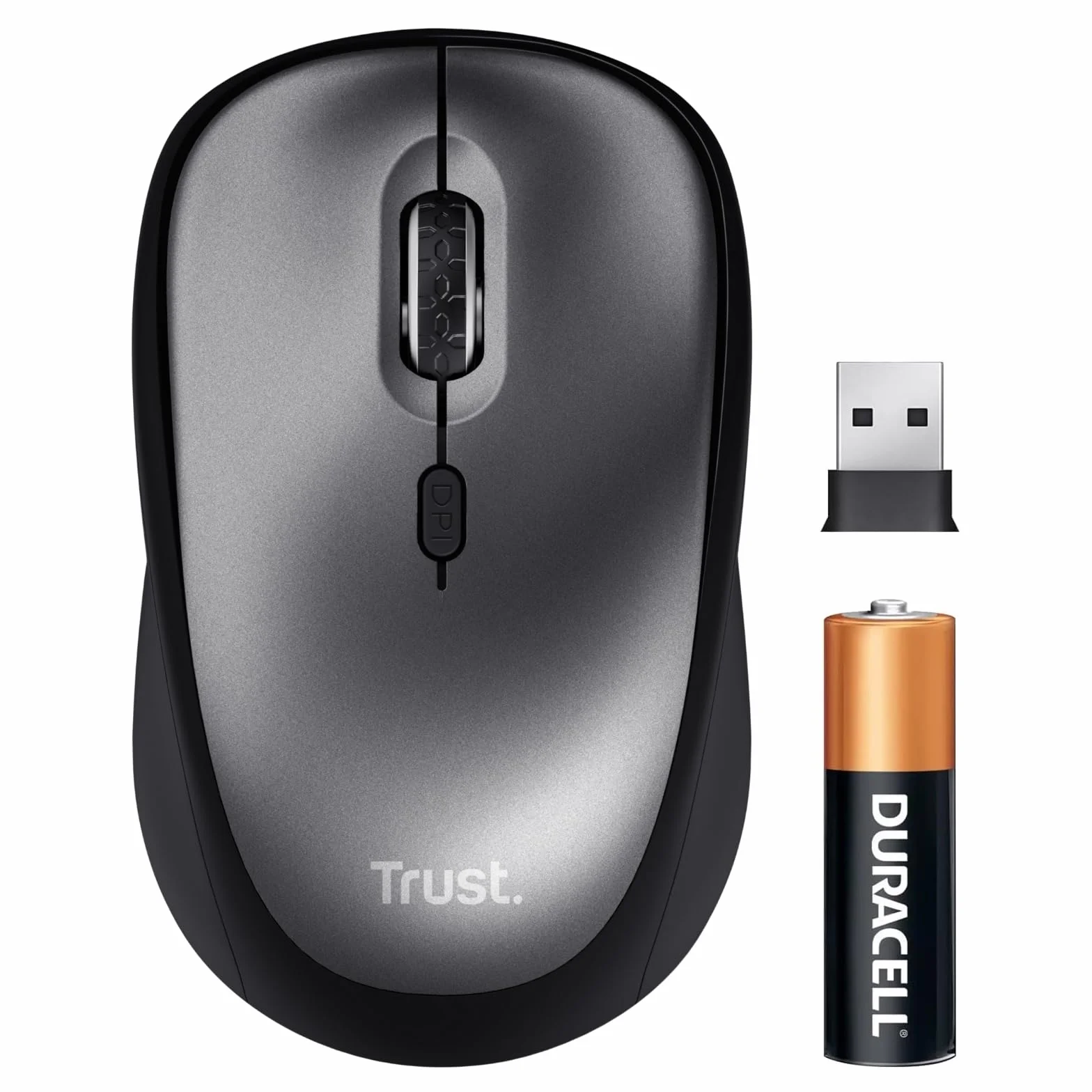 Trust Souris sans Fil Silencieuse 800-1600 DPI Plastique Recyclé Récepteur USB Stockable Compacte pour Ordinateur Portable PC Mac Noir