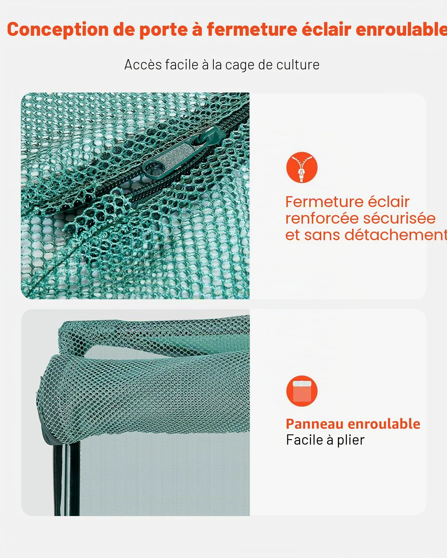 VEVOR Cage à Culture Jardin 1,2x1,2x1,8 m Cage à Plantes avec Porte Zippée pour Tomates, Filet Anti Oiseaux Résistante au Vent Filet de Protection de Plantes Couverture de Potager Surélevé Extérieur