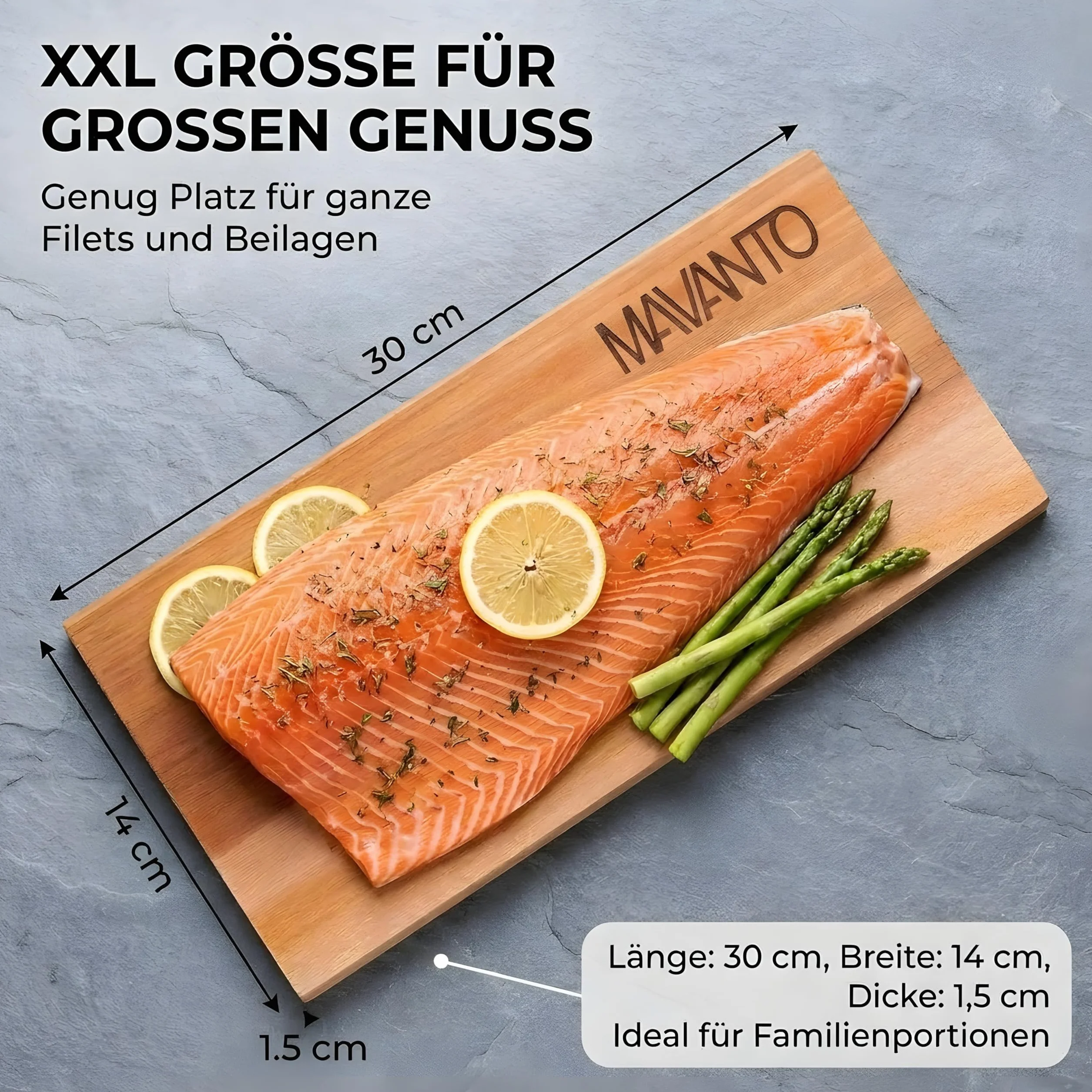 MAVANTO® XXL Planche cèdre Barbecue - Planche à Fumer en cèdre Canadien Extra ÉPAISSE 30x14x1,5cm Lot de 2