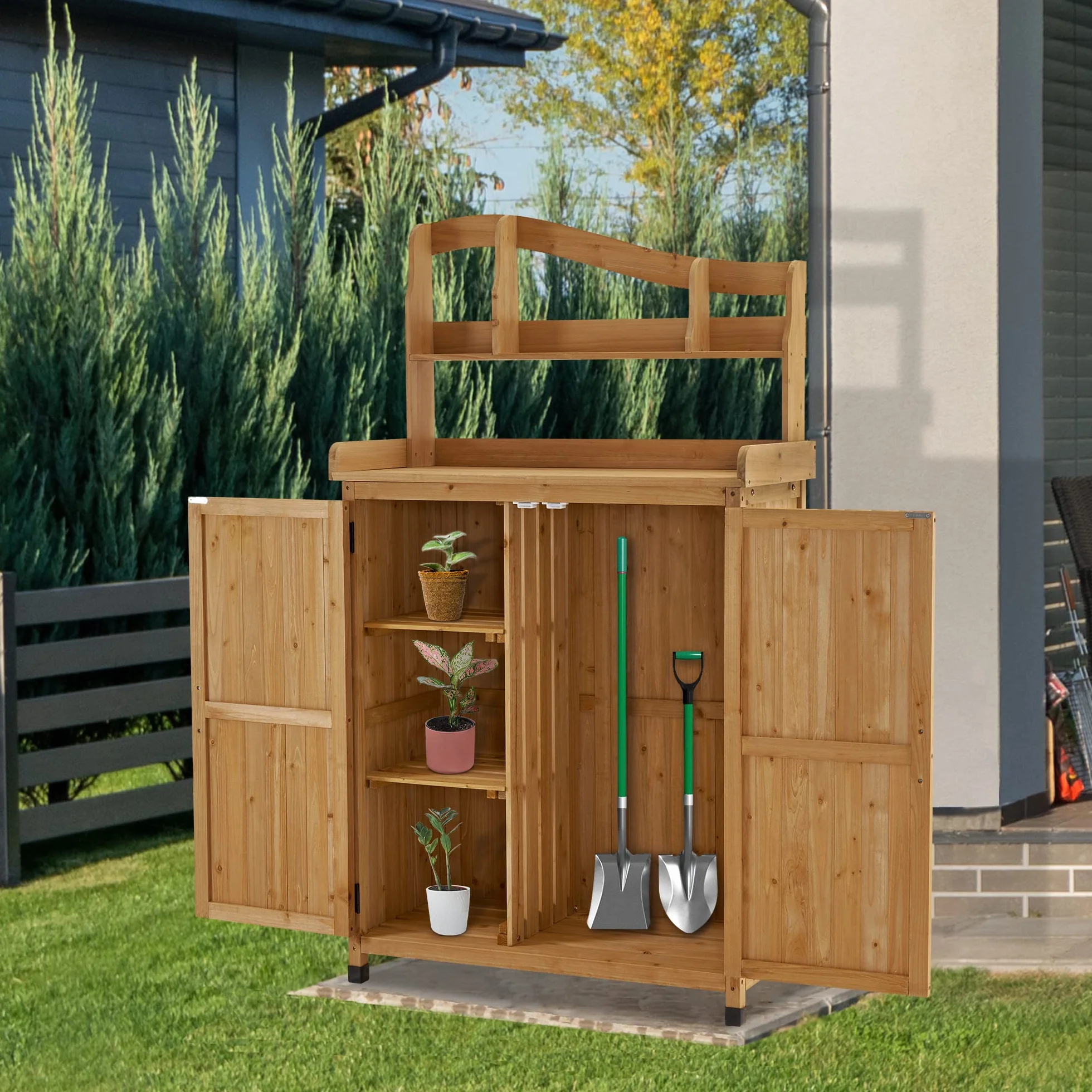 M MCombo Table de Jardinage en Bois résistante aux intempéries avec Plan de Travail Naturel