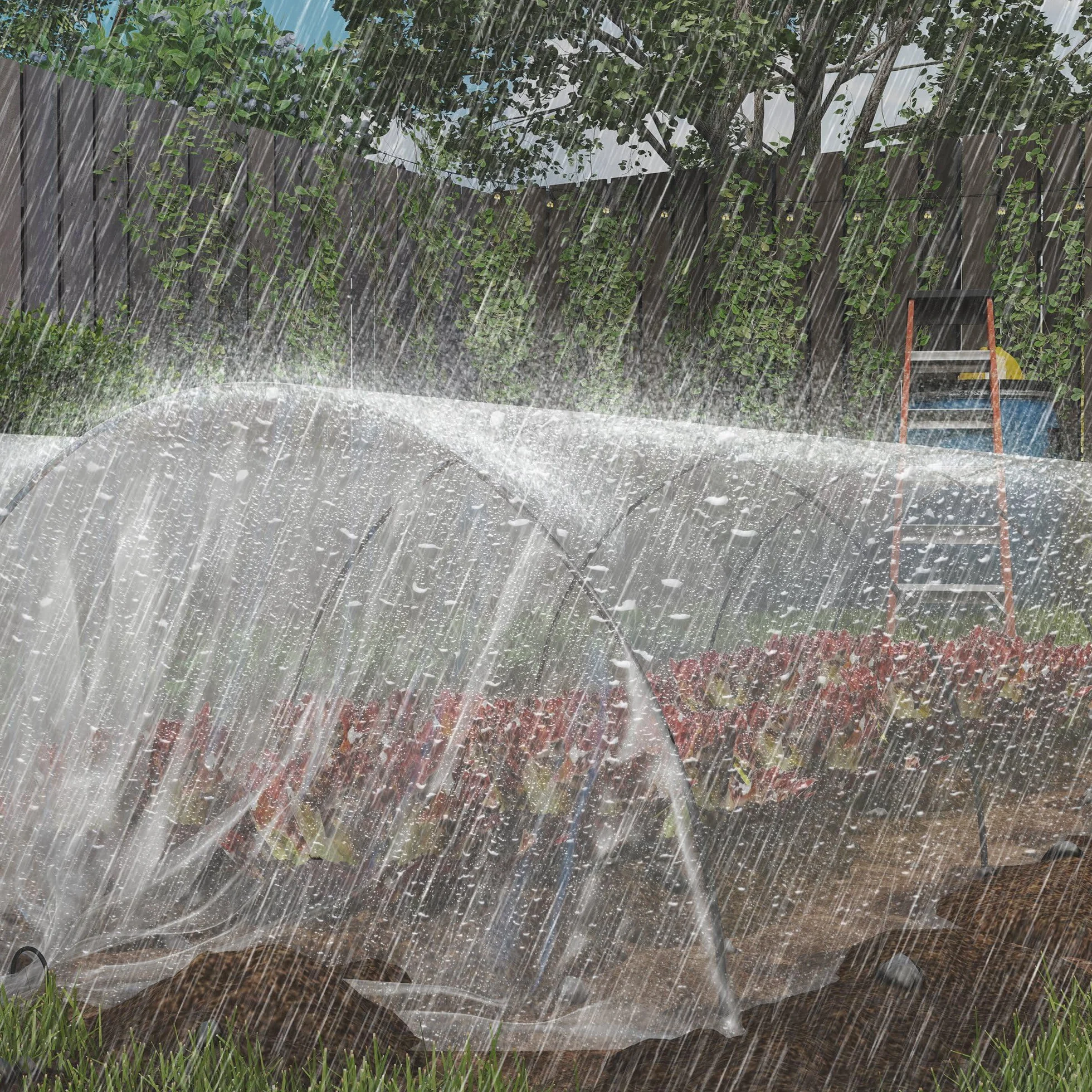 Outsunny Bâche pour Serre Plastique Transparente 6 x 10 m Imperméable Résistante aux UV Polypropylène 150g/m²