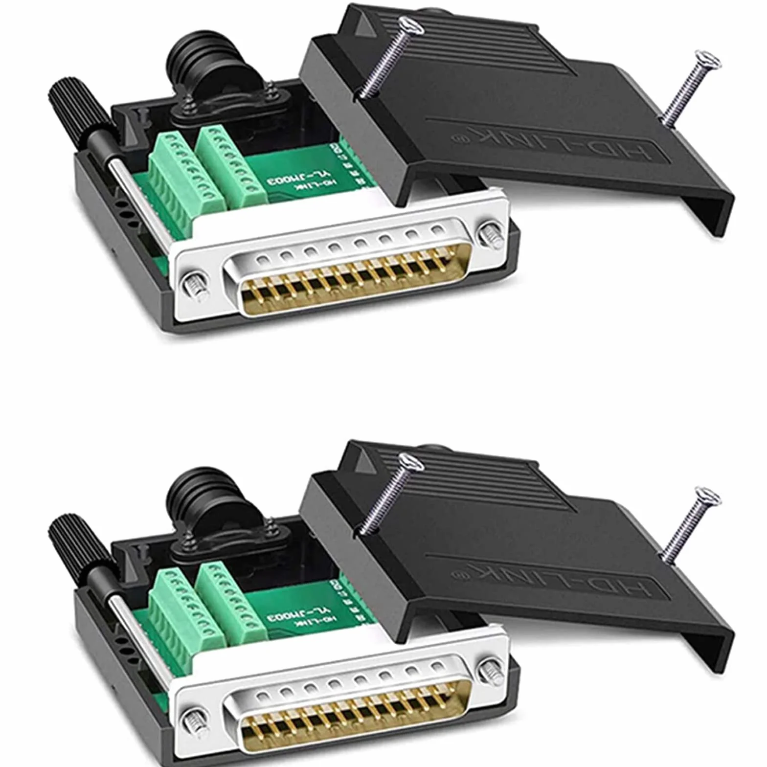 PENGLIN DB25 Connecteur Mâle sans Soudure, Adaptateur série RS232 D-SUB 25 Broches avec boîtier