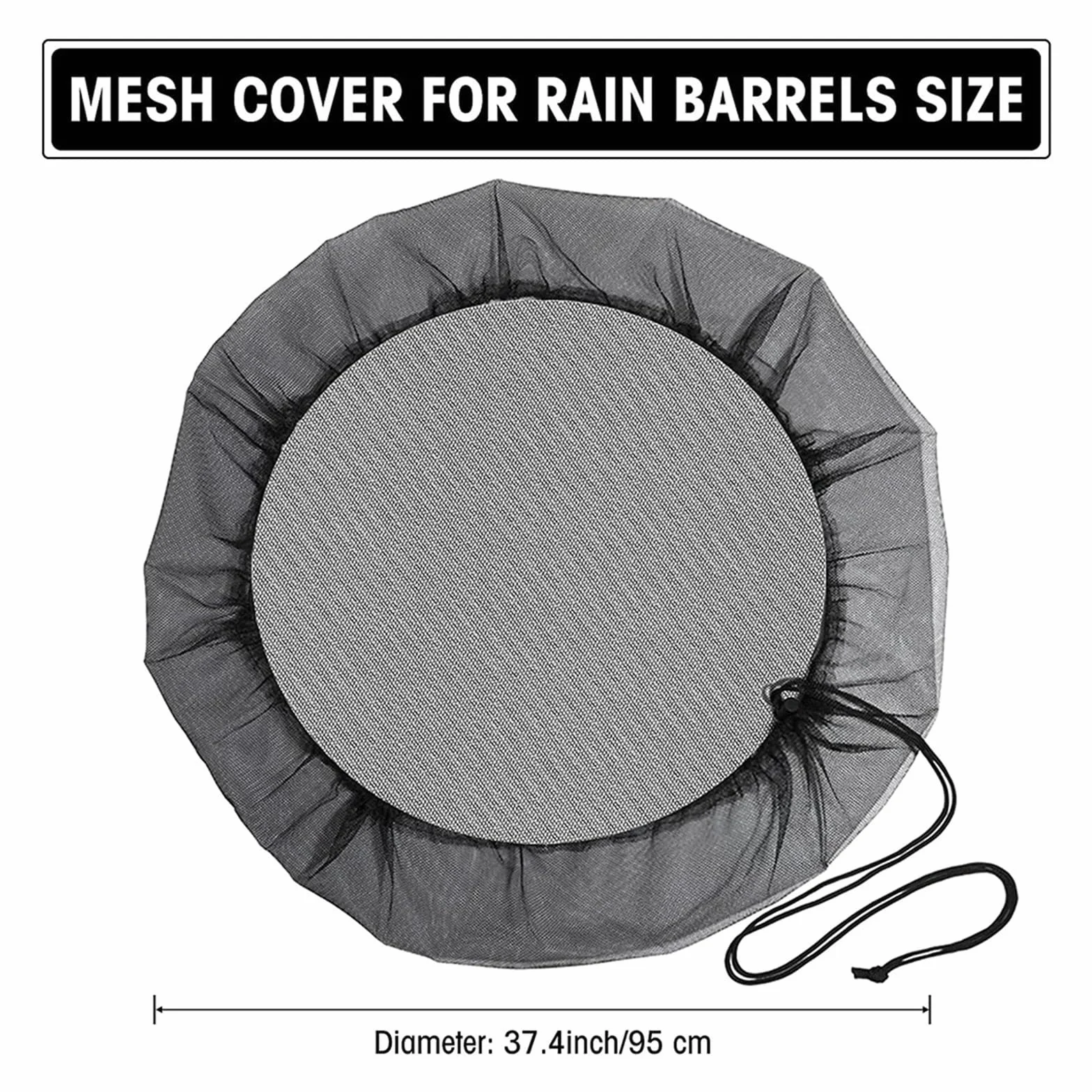 Grille de Protection pour Citerne d'Eau de Pluie, Couverture en Maille pour Baril de Pluie Blanc et Noir 2 Pièces