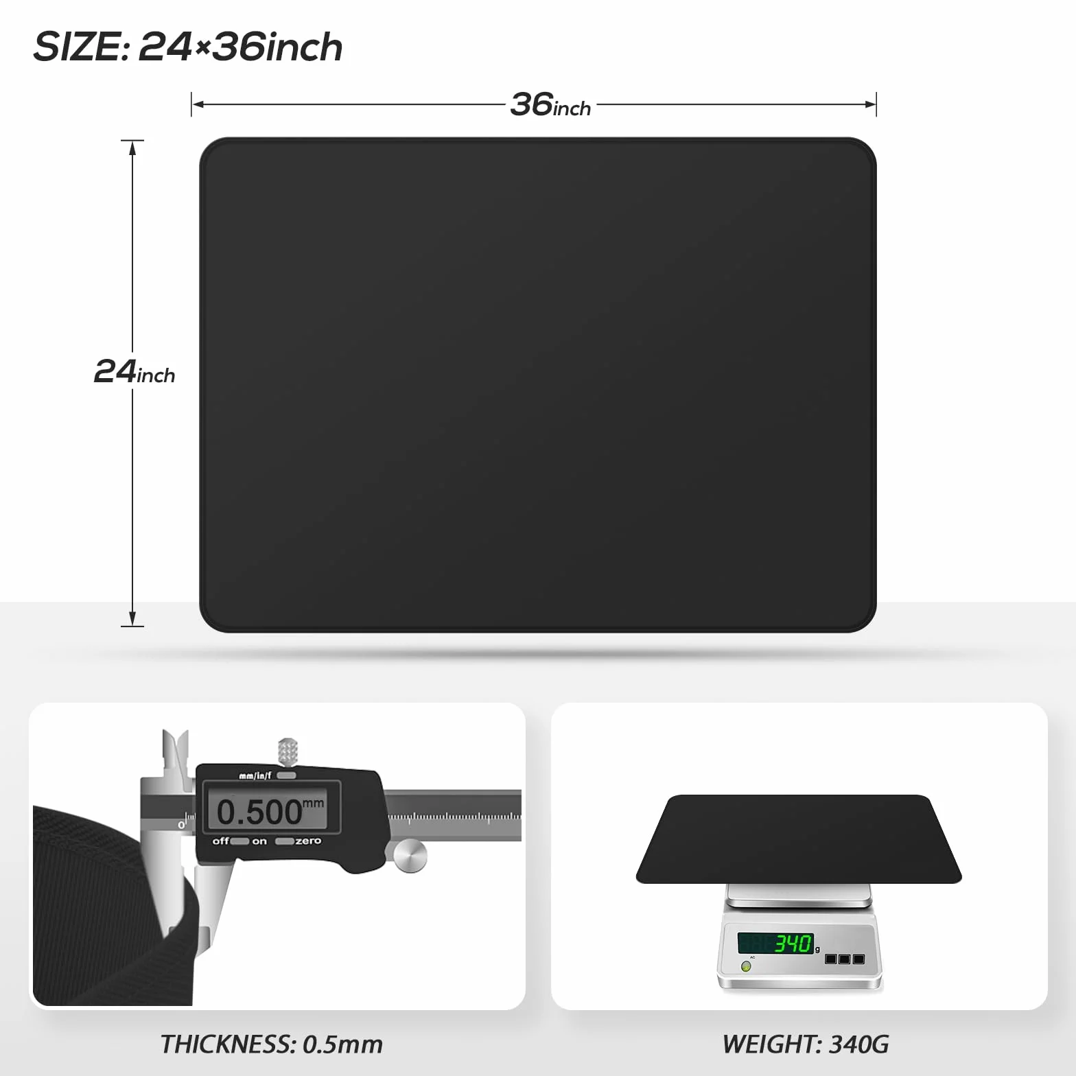 Blackstone Tapis de barbecue ignifuge imperméable résistant à la chaleur 61 x 91 cm noir