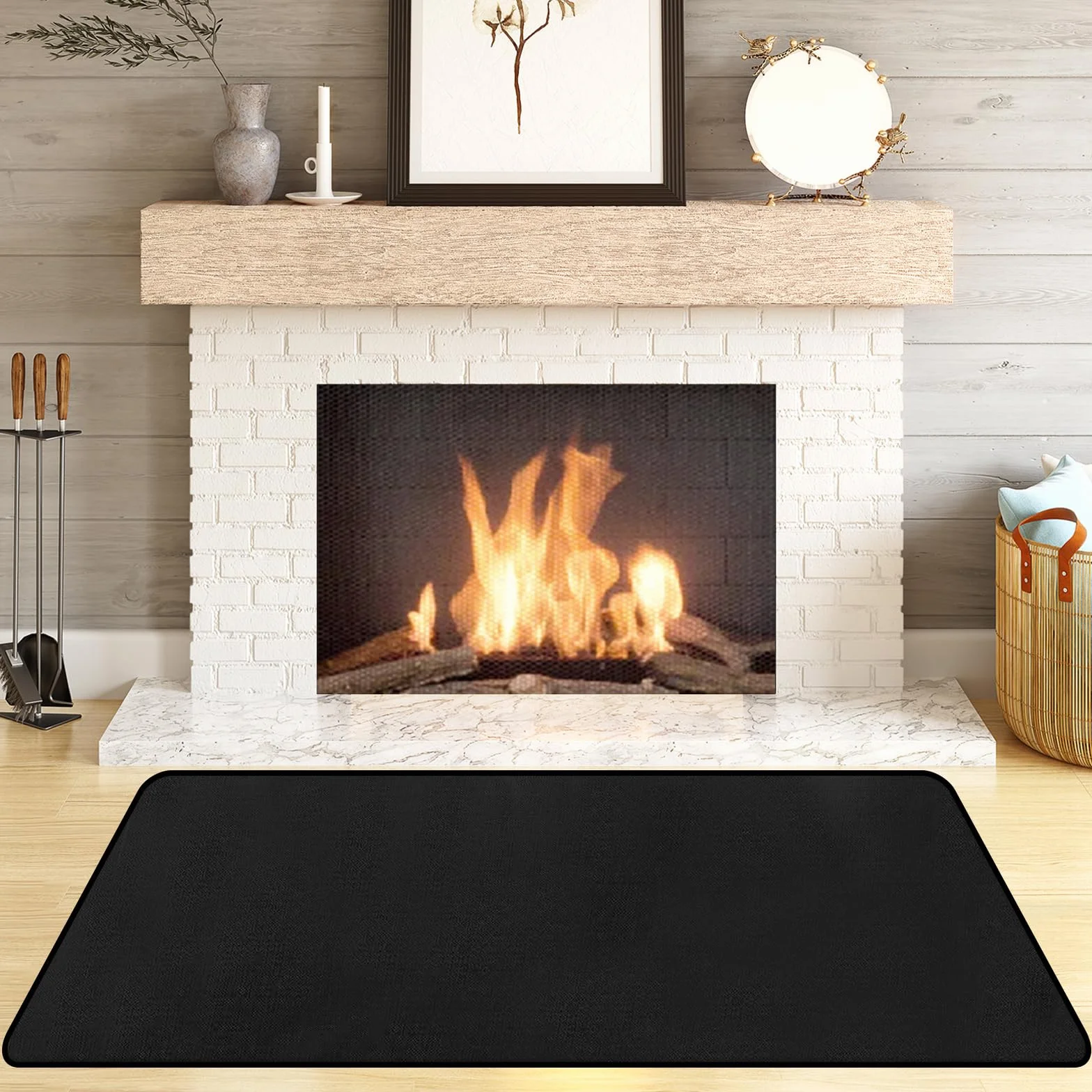 Protalwell Hearth Rugs Tapis de cheminée résistant au feu, Tapis de Sol Chauffant pour Barbecue d'extérieur, foyers, fumoirs, poêles à Bois - 180 x 90 cm