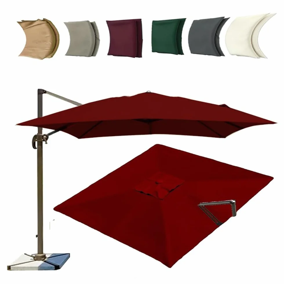 Auvent De Rechange Parasol Déporté 8 Baleines Toile De Jardin Extérieur 3x3m Burgundy