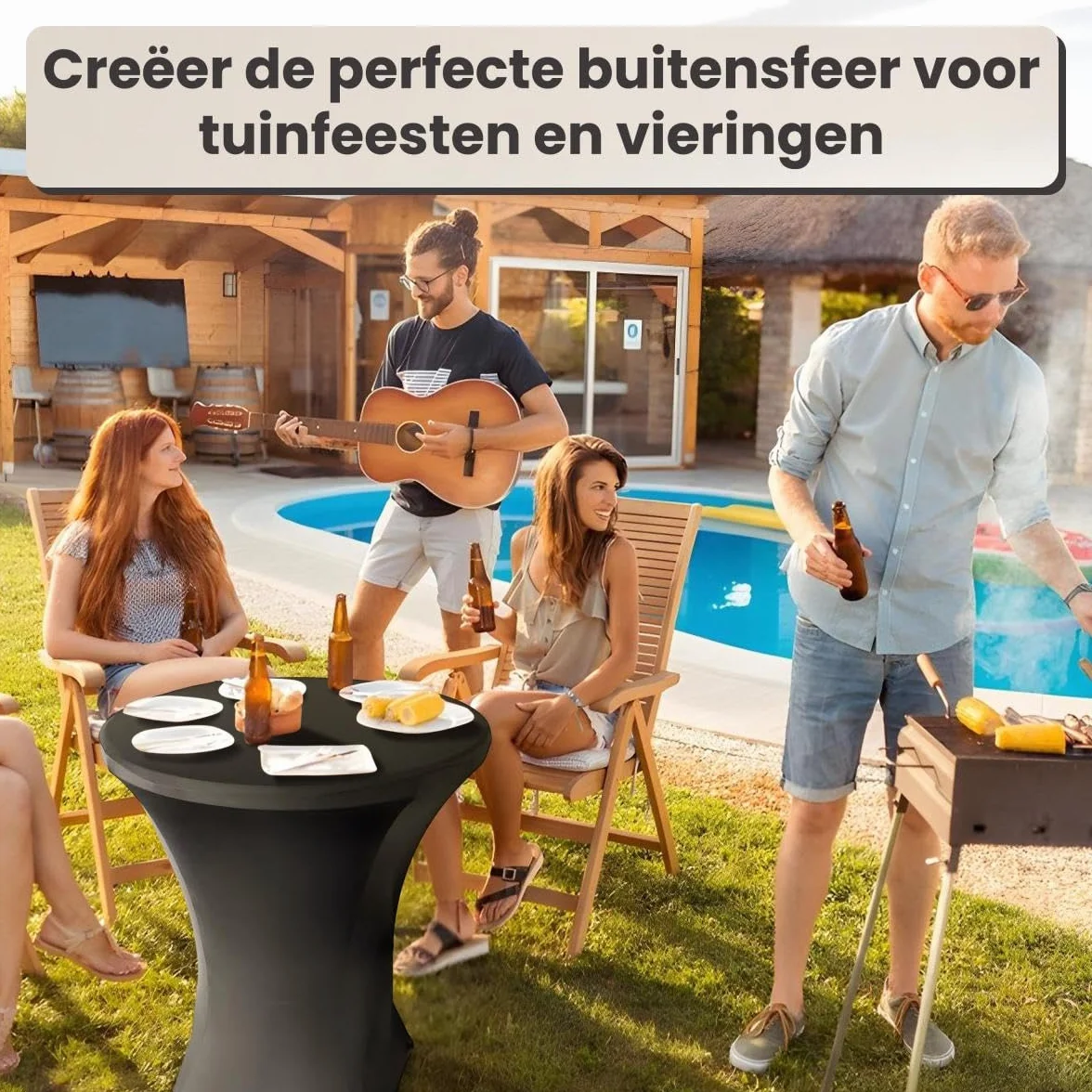 Lot de 2 Tables Debout Pliables Ø80x110 cm avec Housses Noires - Cadre Acier Revêtement Poudre
