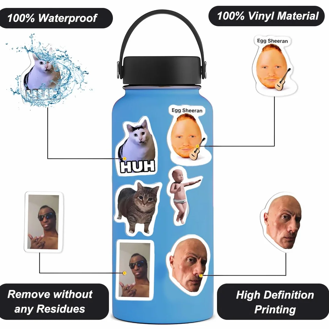 Autocollants Meme Vinyle Étanche Lot de 100 pour Adultes Adolescents Ordinateur Portable iPhone Bouteilles