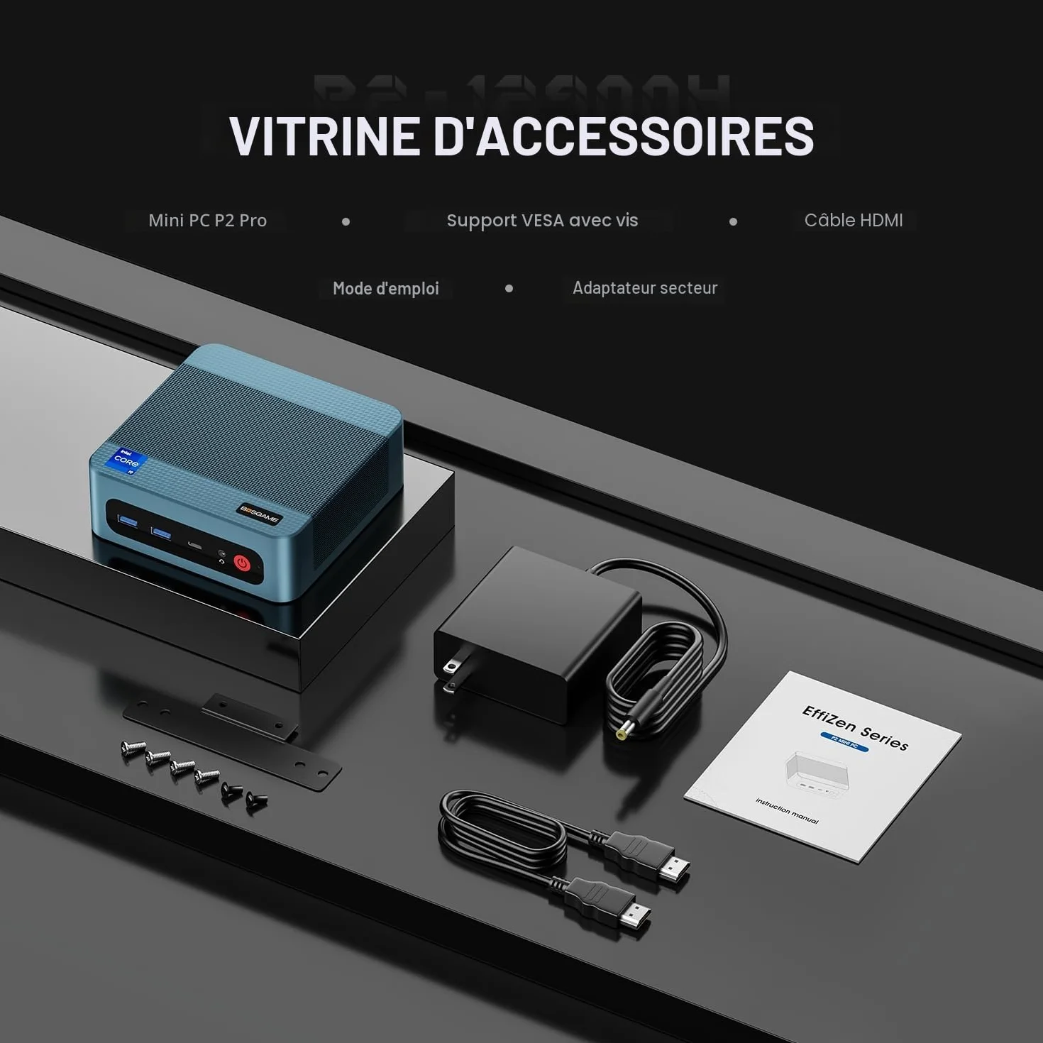 BOSGAME P2 Pro Mini PC Intel Core i9-12900H 5.0GHz Windows 11 Pro 32Go DDR5 1To SSD PCIe 4.0 Bureau
