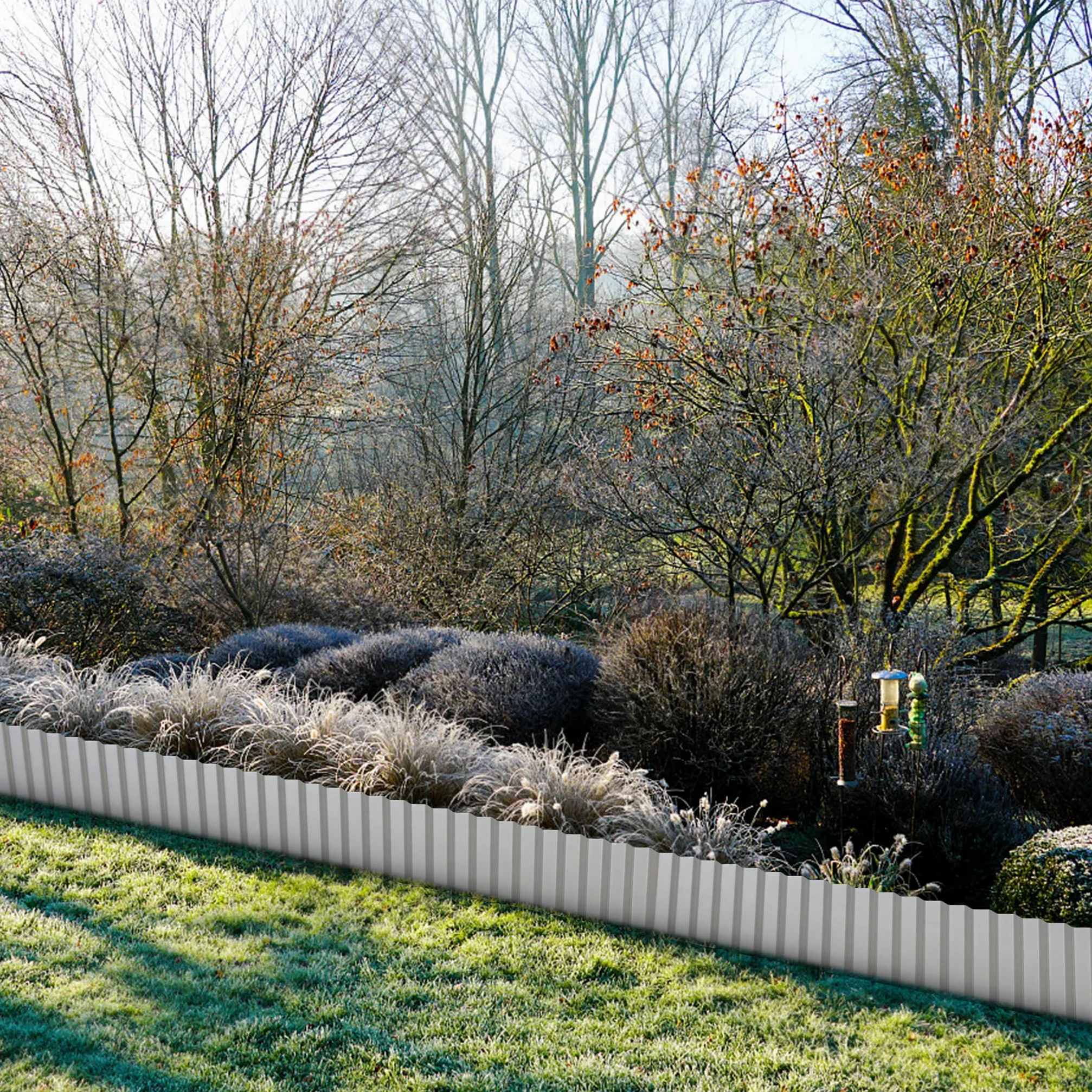 Aufun Bordure de pelouse flexible en métal argenté - Longueur de 20 m - Bordure de parterre galvanisée - 15 cm de hauteur - Bordure de pelouse idéale pour délimitation de pelouse, bordure de parterre