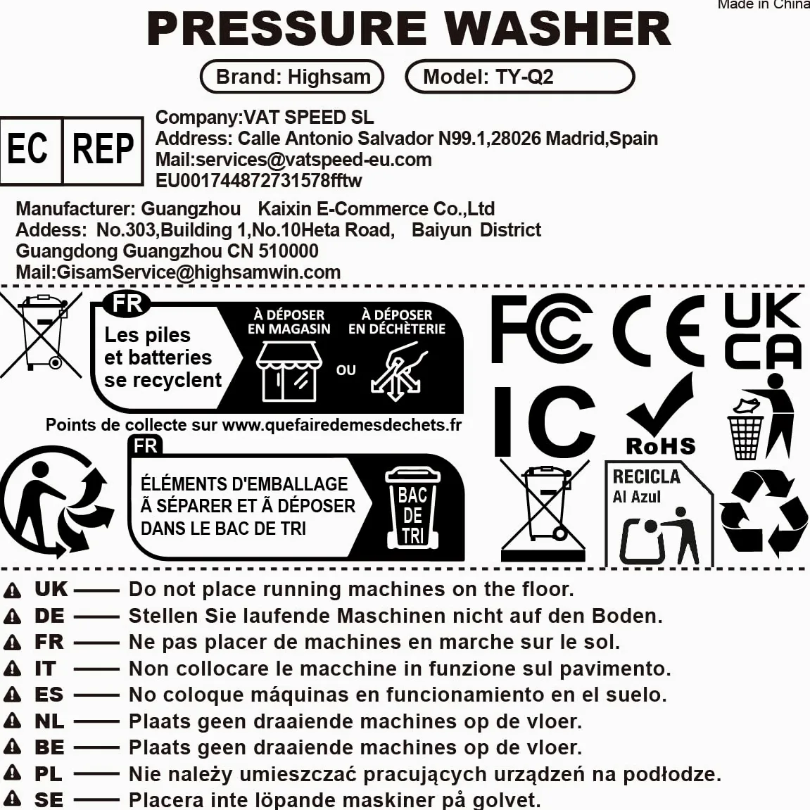 Nettoyeur Haute Pression sans Fil, Moteur sans Balais 3000 W, Mode 3 Vitesses, Maximum 100 Bar, Batterie De avec 2 Batteries 4,0 Ah, Buse Rotative 5 en 1, pour La Voiture Et La Maison