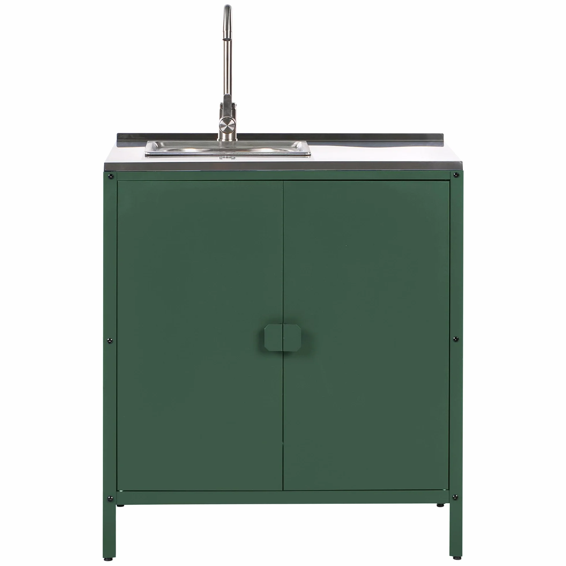 Beliani Commode de Jardin Noire Acier 2 Portes Evier Extérieure