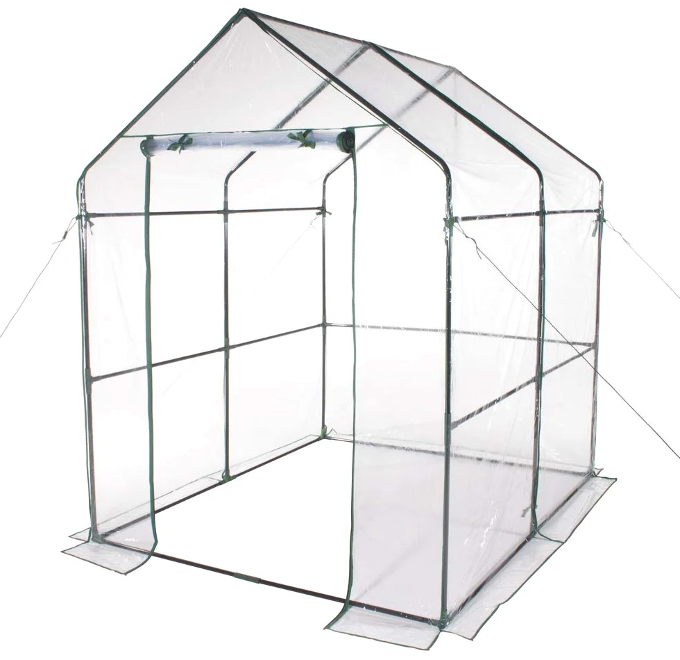 VERDELOOK | Serre de jardin sans étagères avec toile PVC transparente, cadre métallique, 143x143x195 cm, pour la protection des plantes, le jardinage, résistante, ouverture par fermeture à glissière