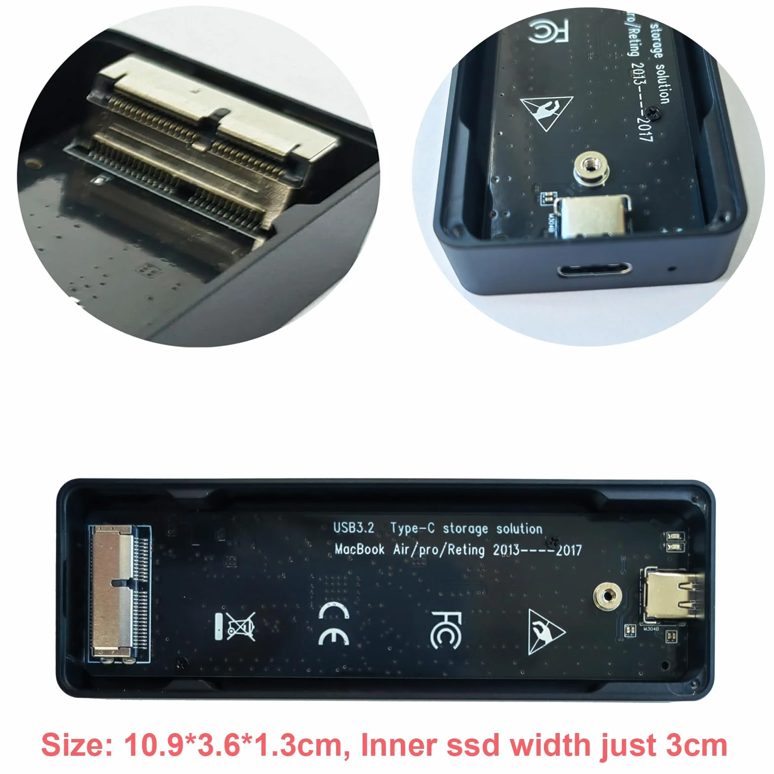 USB C 3.2 Boîtier SSD pour MacBook Air/Pro 2013-2017 A1466 A1465 A1502 A1398