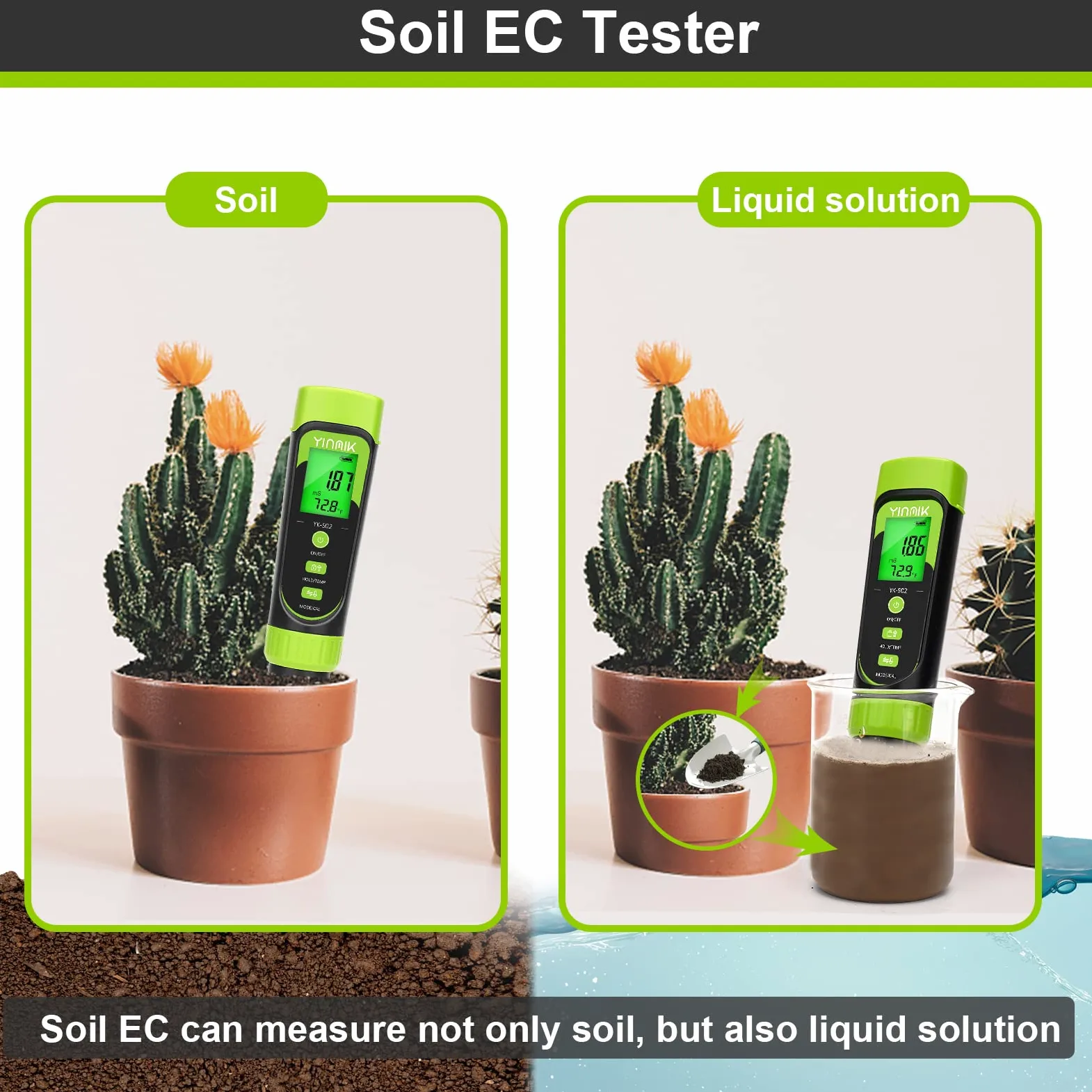 YINMIK Testeur d'humidité du sol numérique 3 en 1 pour surveiller l'eau des plantes d'intérieur, excellent hygromètre pour jardiniers, composteurs, agriculteurs et pépinières