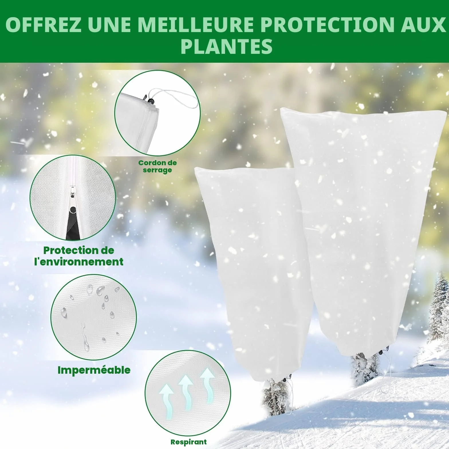 Voile Hivernage Plante Exterieur Lot de 2 Housse 80 x 120cm 60g/m² Protection Arbustes