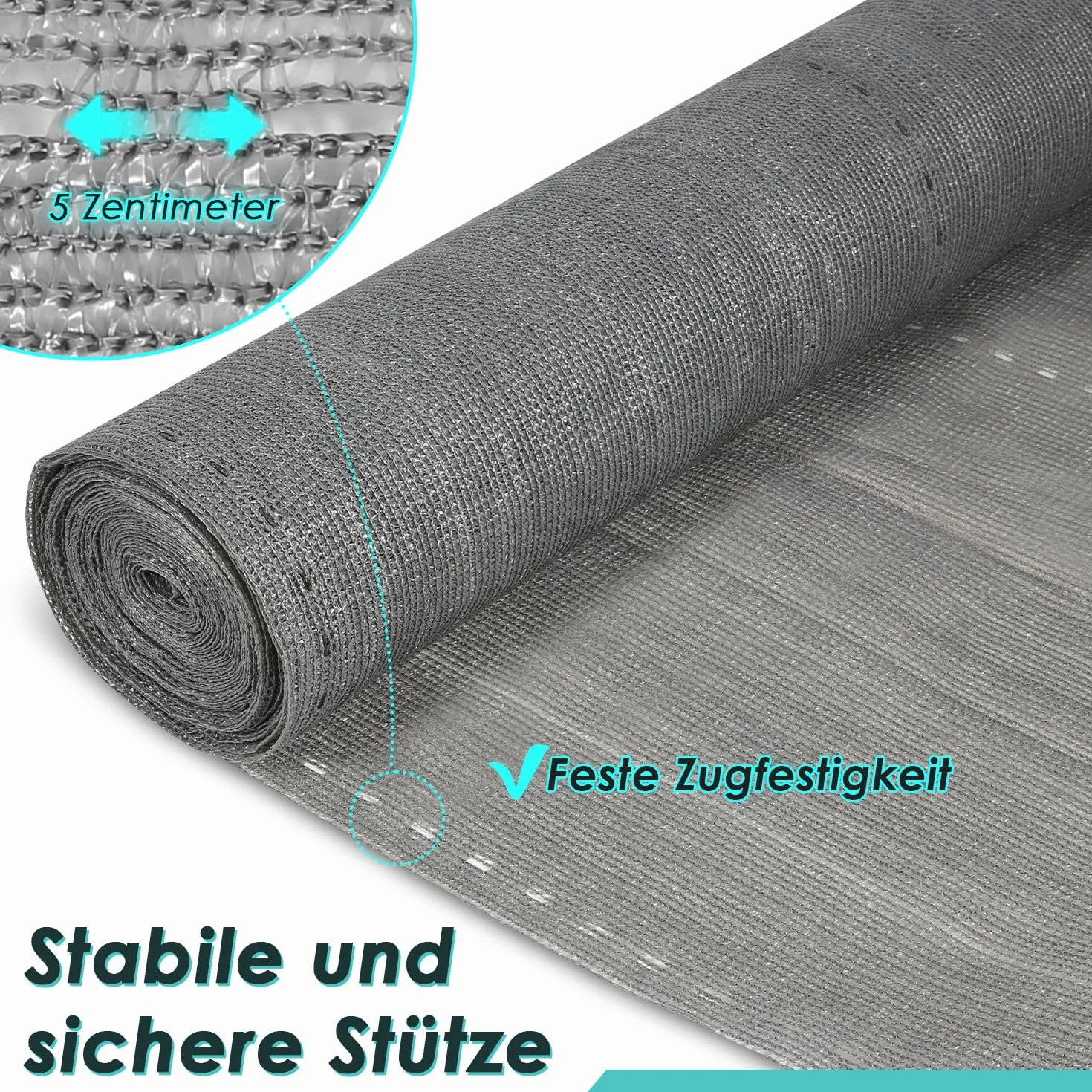 Brise-Vue polyéthylène 150 g/m², Protection Vent Poussière Soleil, Anthracite 1,8 x 10 m