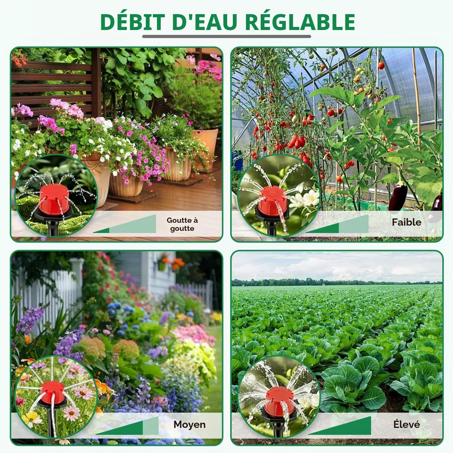 Système d'irrigation Jardin, 340Pcs Kit d'irrigation Goutte, 55m+15m Kit Arrosage Automatique, Kit d'irrigation Goutte à Goutte Système d'irrigation pour Jardin pour Jardin pelouse Serre Plantes