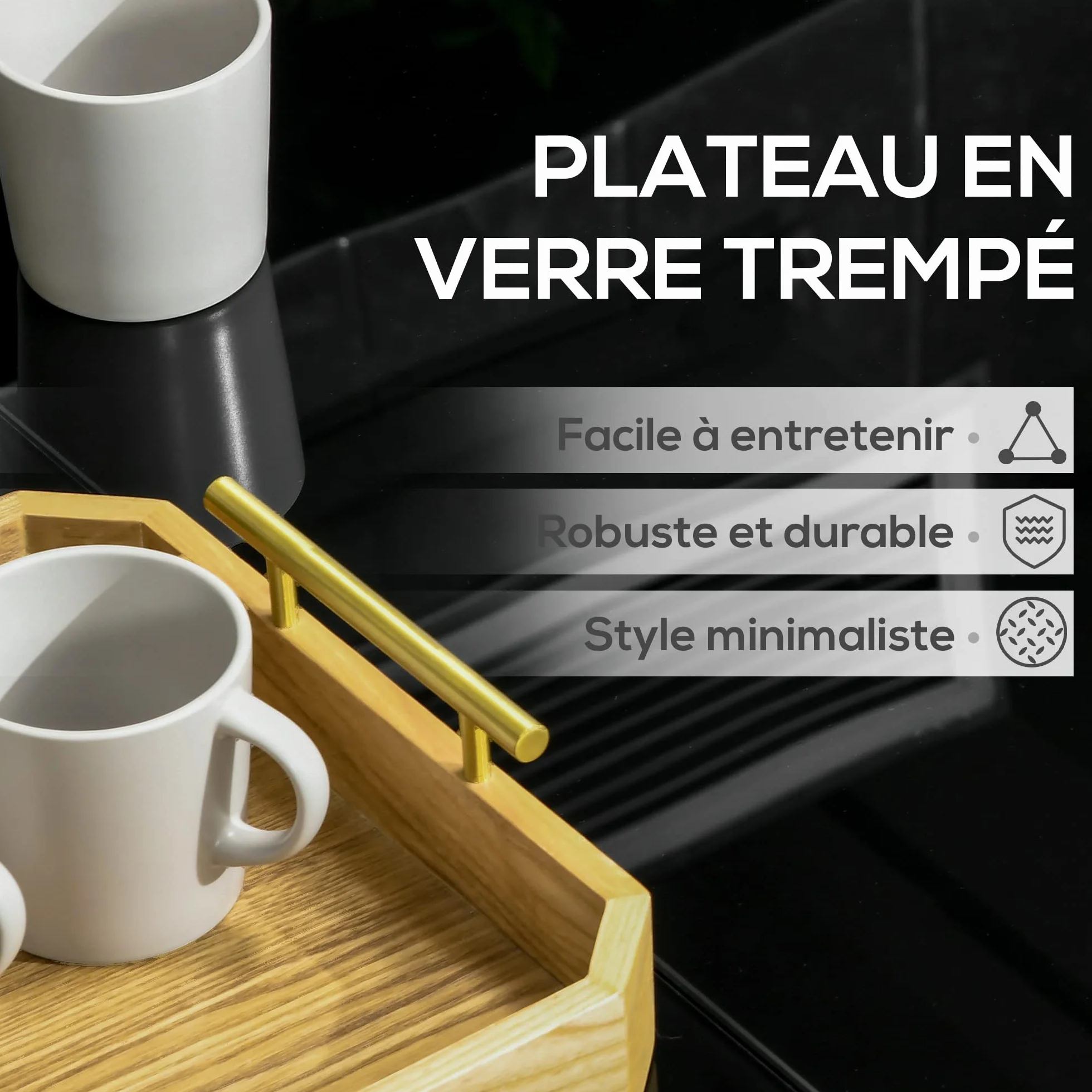 Outsunny Table de Jardin rectangulaire en Verre trempé Aluminium 180x80x72 cm Noir