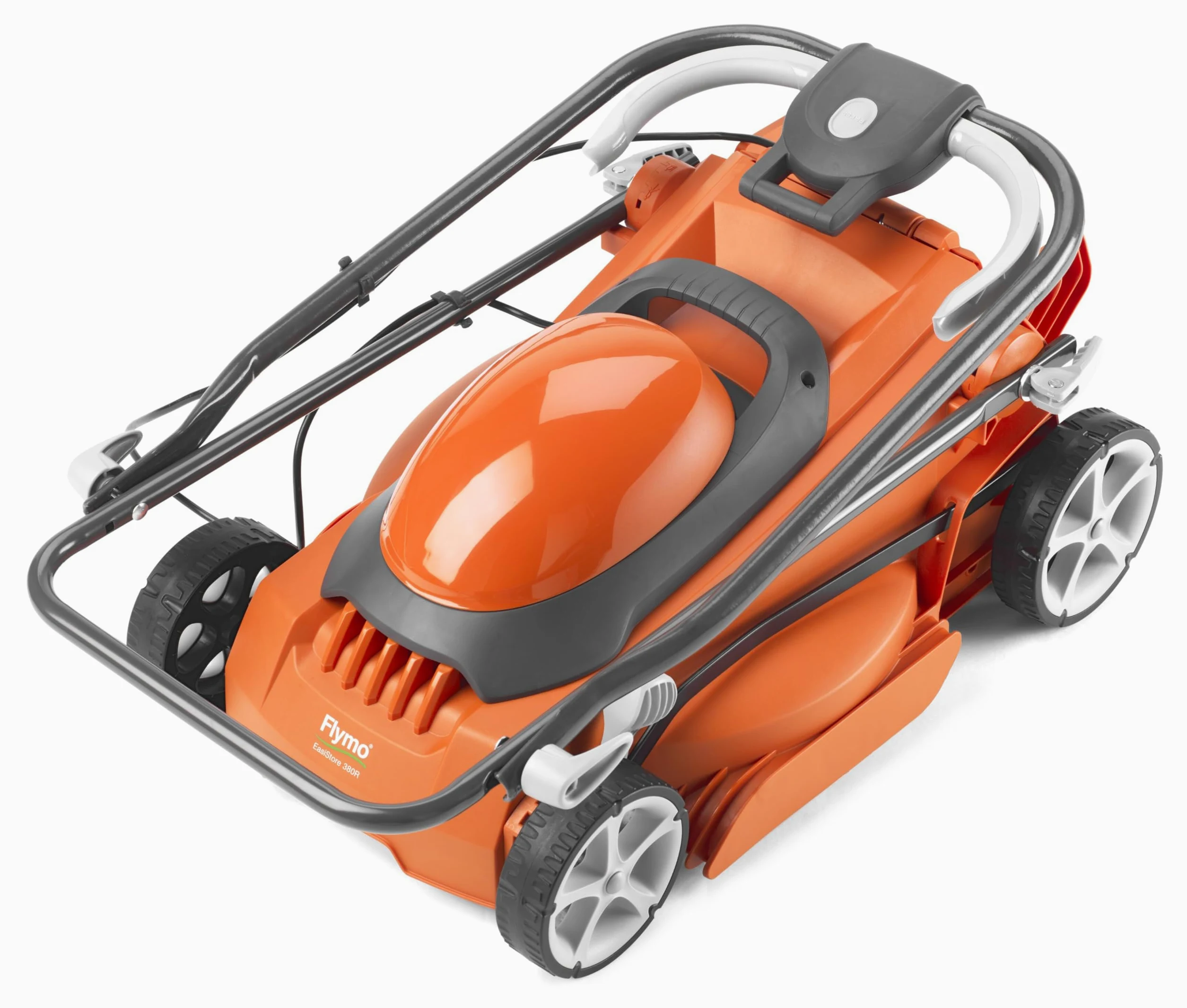 Flymo EasiStore 380R Tondeuse à Gazon électrique rotative – Largeur de Coupe 38 cm, bac à Gazon de 45 litres, Coupe à Bord fermé, Rouleau arrière, Hauteur Centrale, Rangement Peu encombrant
