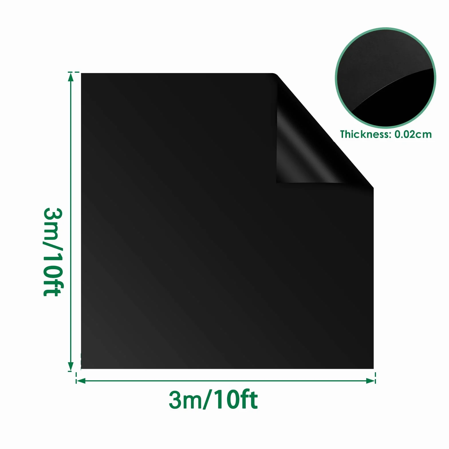 Revêtement de bassin en polyéthylène haute densité renforcé 3 x 3 m Noir