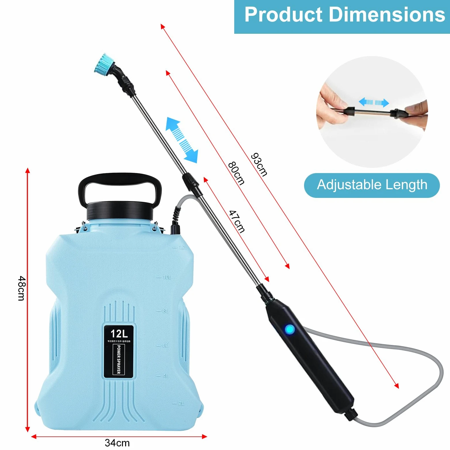 Pulvérisateur de Jardin électrique, désherbeur, arroseur, capacité de 12 L